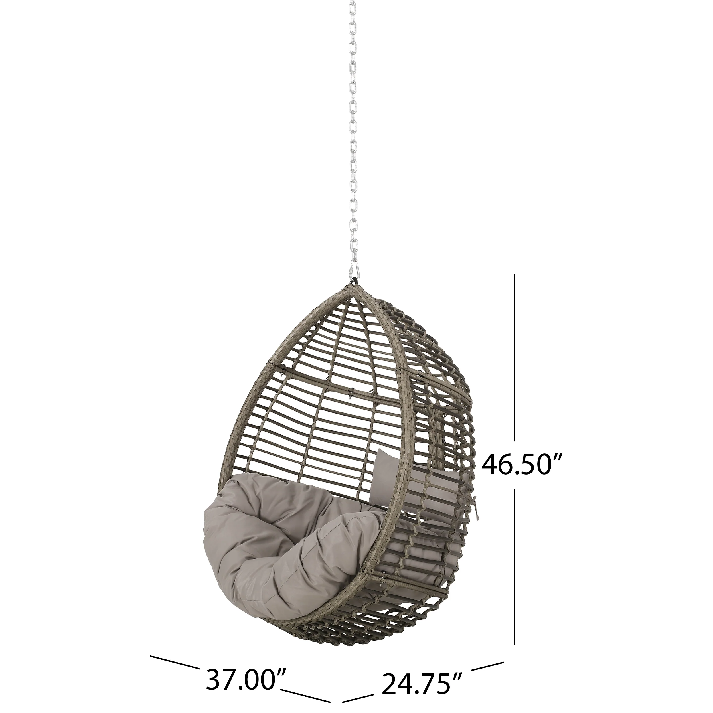 Relished Outdoor Rattan Swingasan™ Hanging Chair with Seat Cushion and Teardrop Shape - Image 20