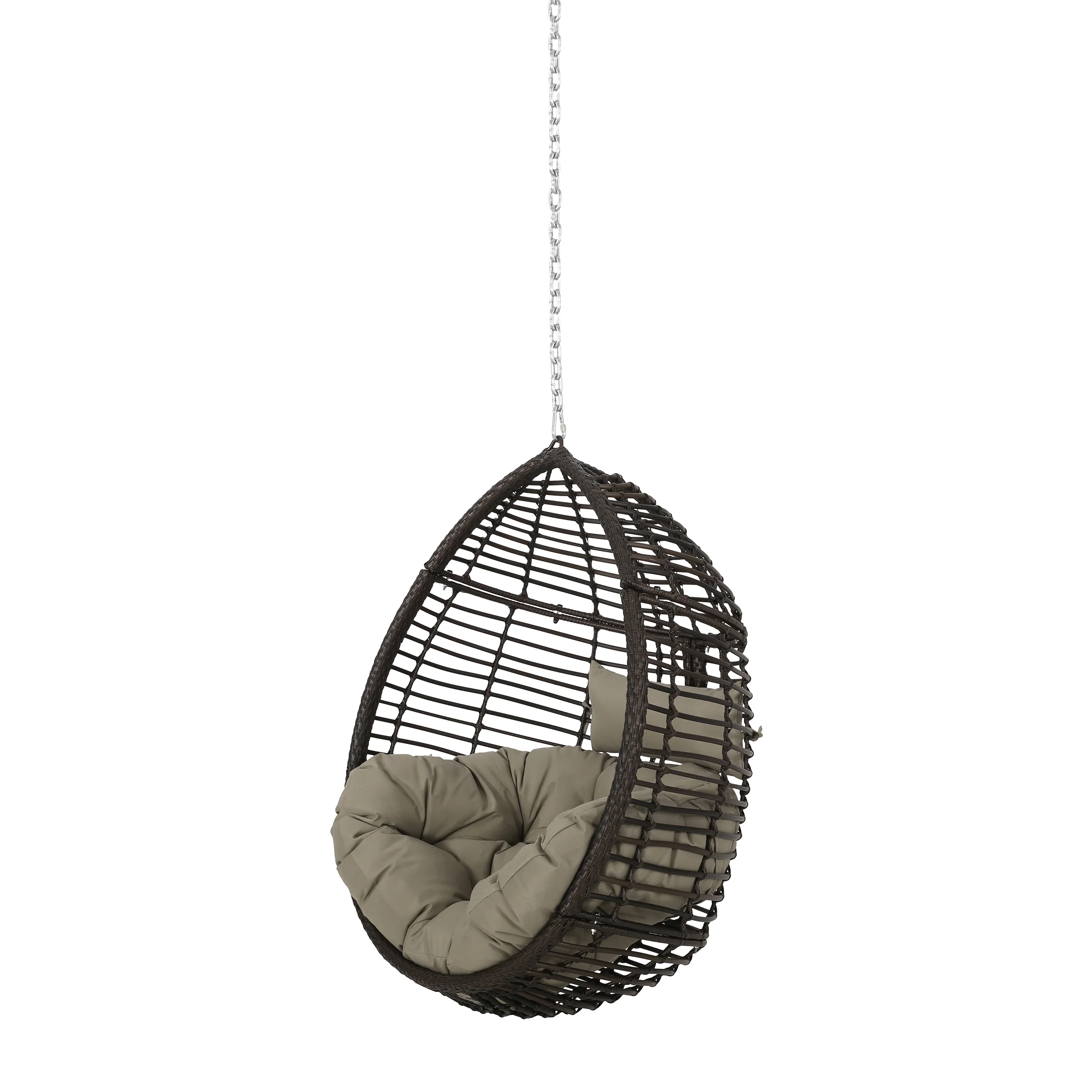 Relished Outdoor Rattan Swingasan™ Hanging Chair with Seat Cushion and Teardrop Shape - Image 3