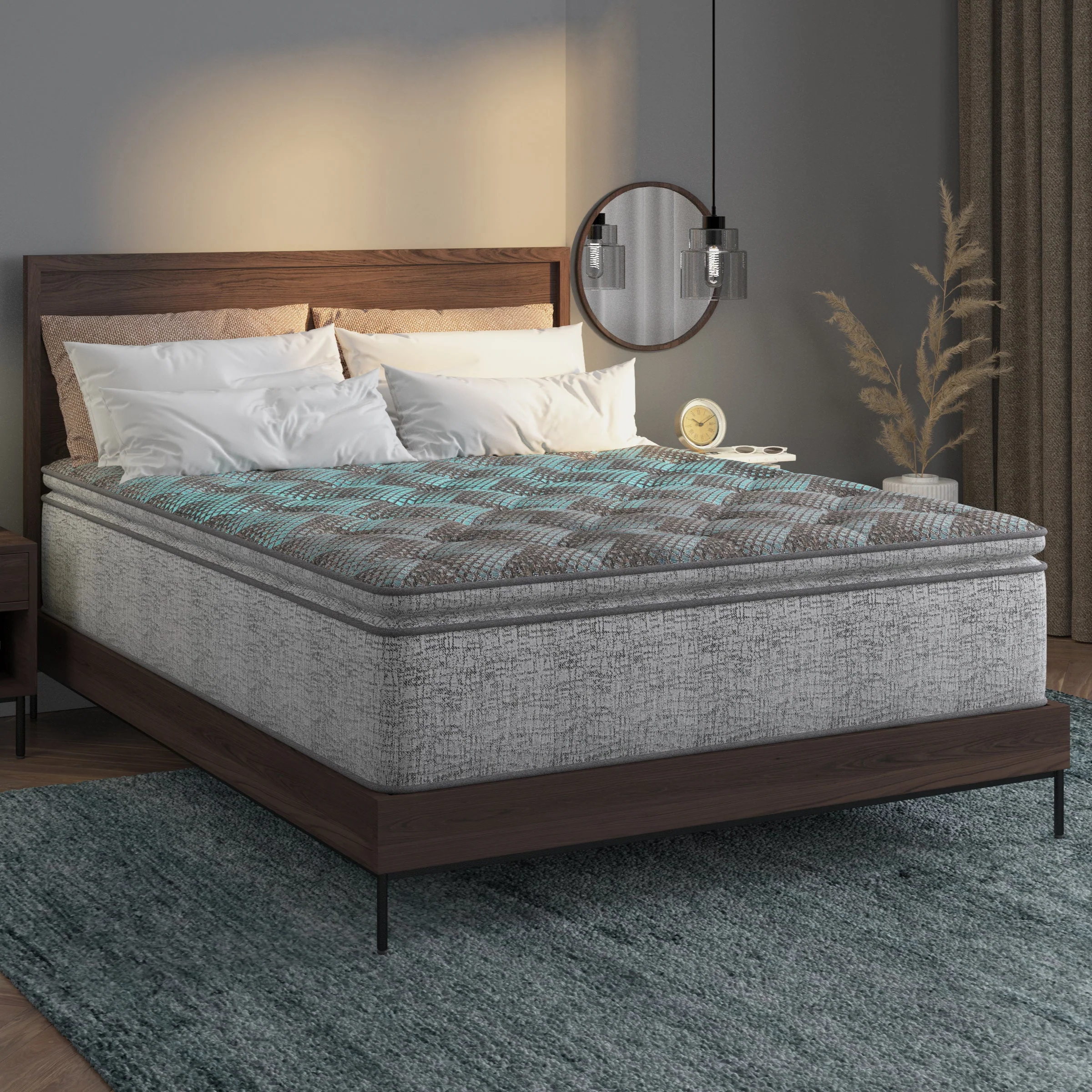 Restonic Comfort Care 12" Hybrid Euro Top Mattress, Individual Pocketed Coil Mattress, Plush Comfort