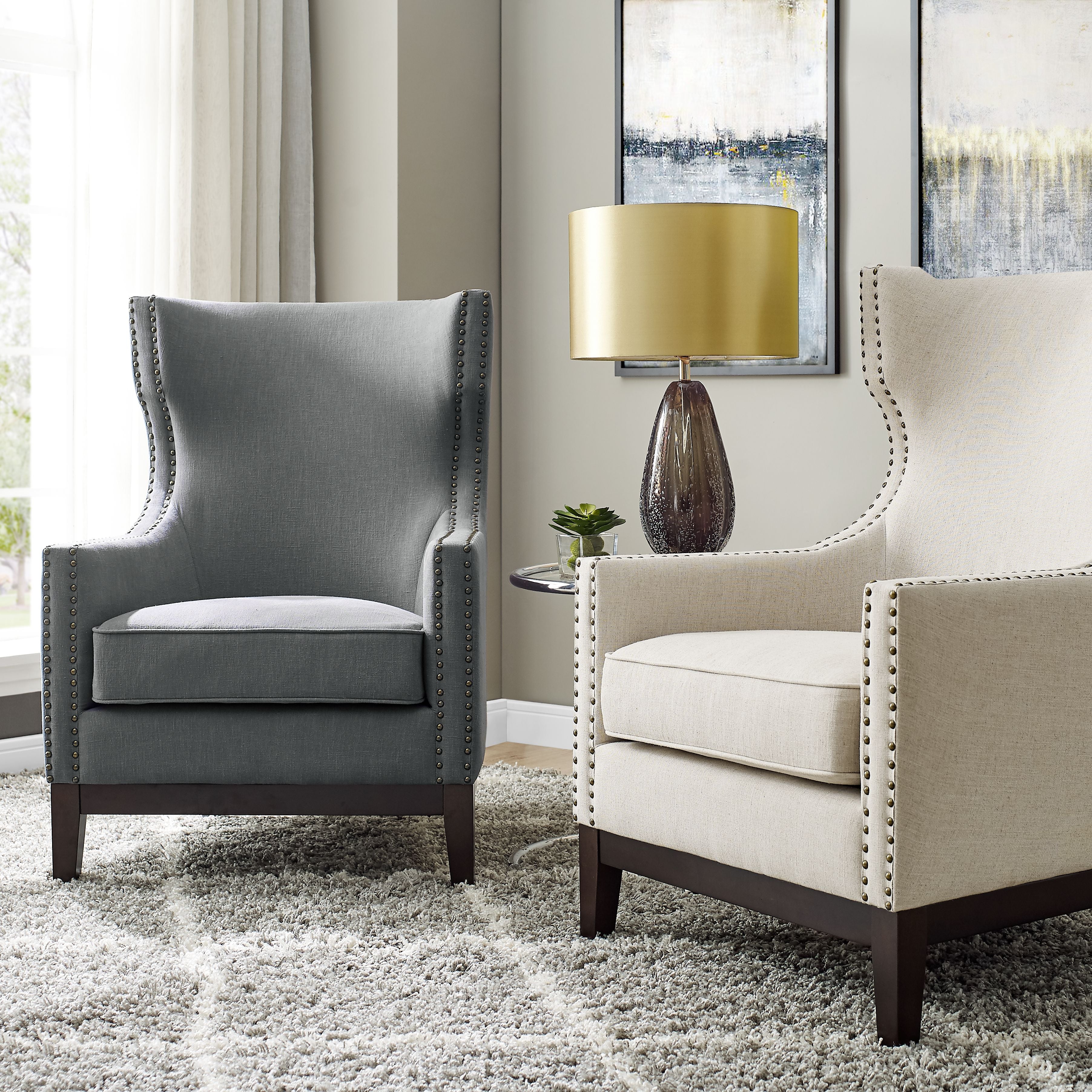 Roswell Linen Wingback Chair - Image 4