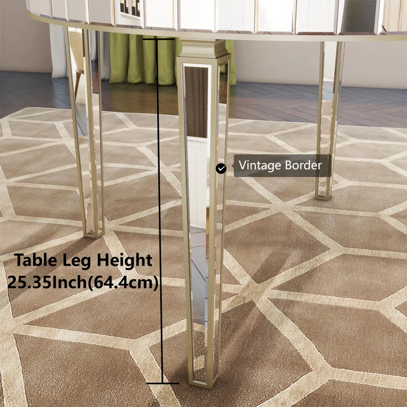 Round Glass Dining Table with Mirror Top - Image 10