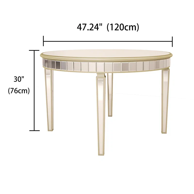 Round Glass Dining Table with Mirror Top - Image 11