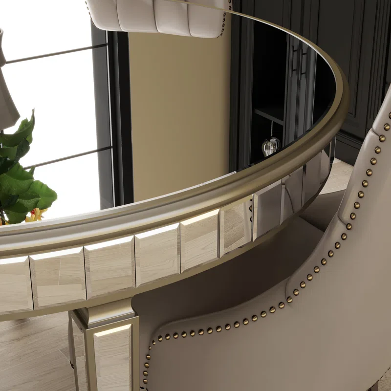 Round Glass Dining Table with Mirror Top - Image 8