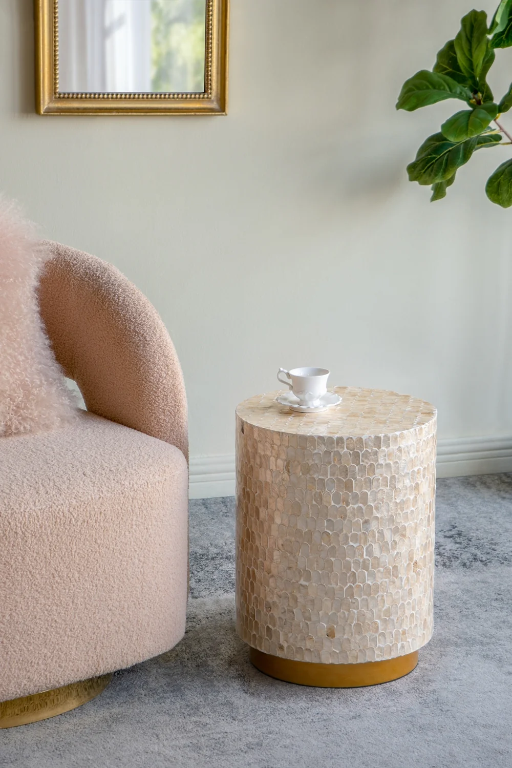 Round Gold Capiz Side Table - Image 2