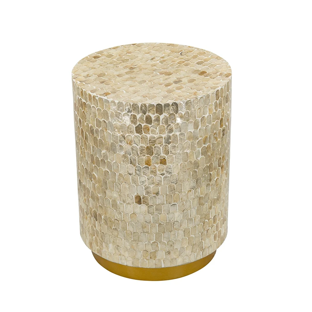 Round Gold Capiz Side Table - Image 3