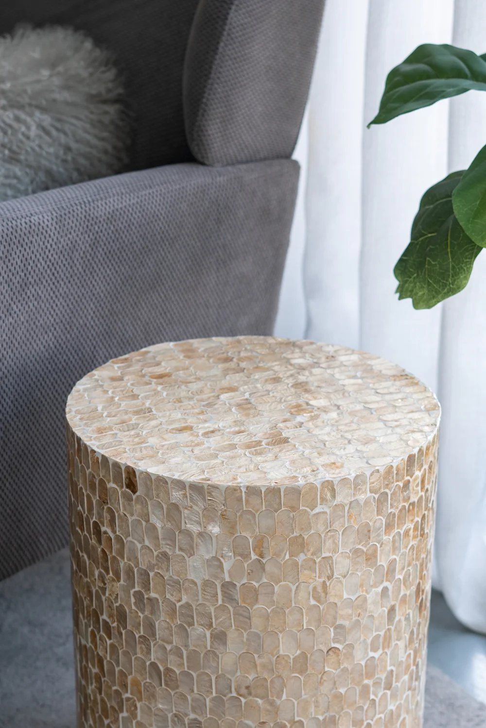 Round Gold Capiz Side Table - Image 5