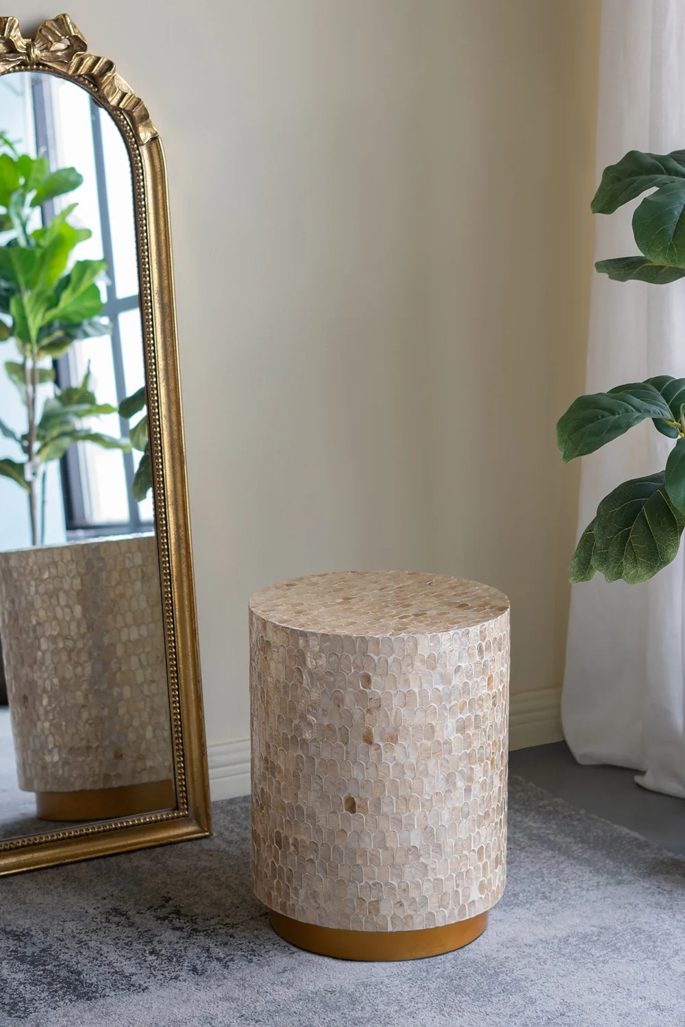 Round Gold Capiz Side Table - Image 6