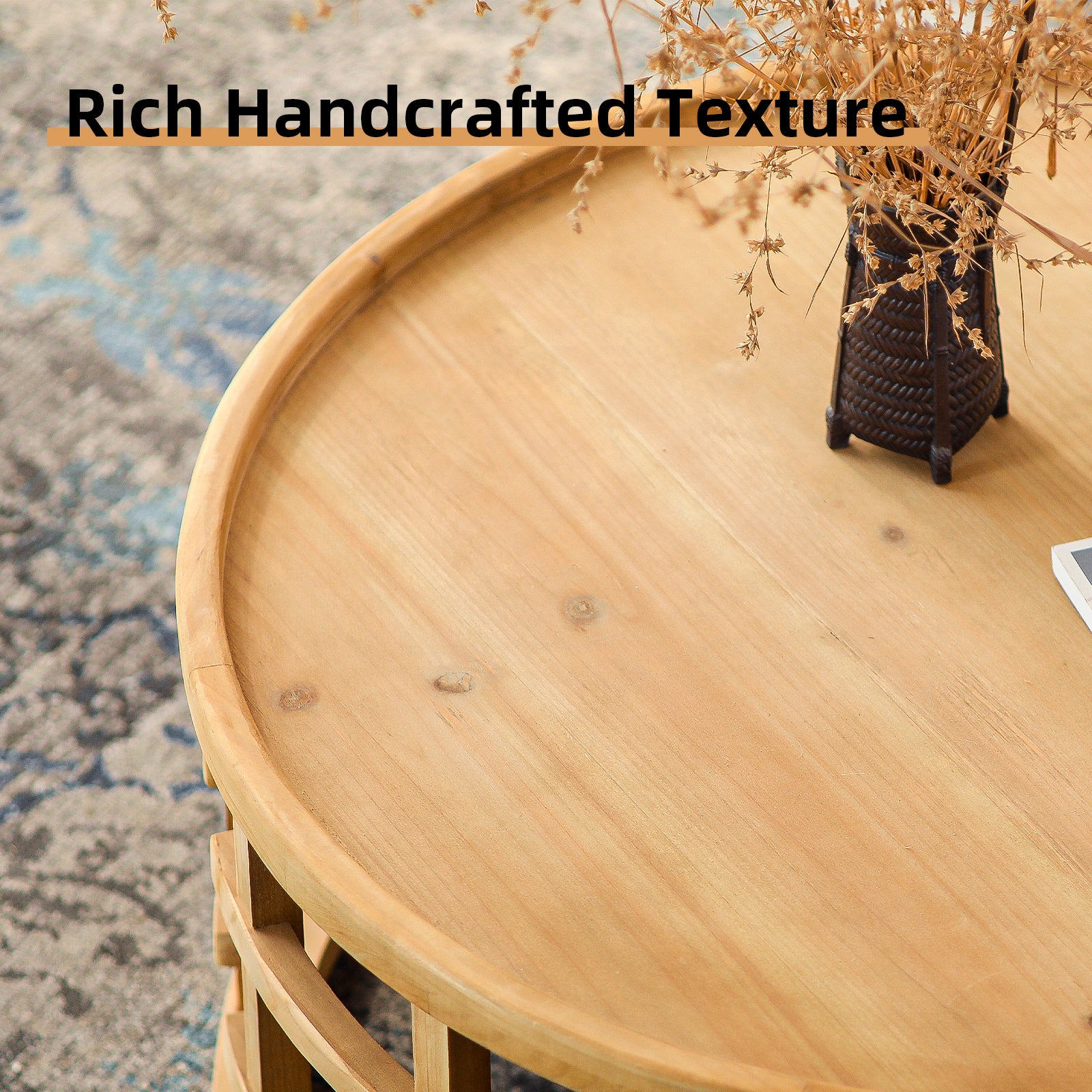 Round Open-Frame Boho Coffee Table - Image 5