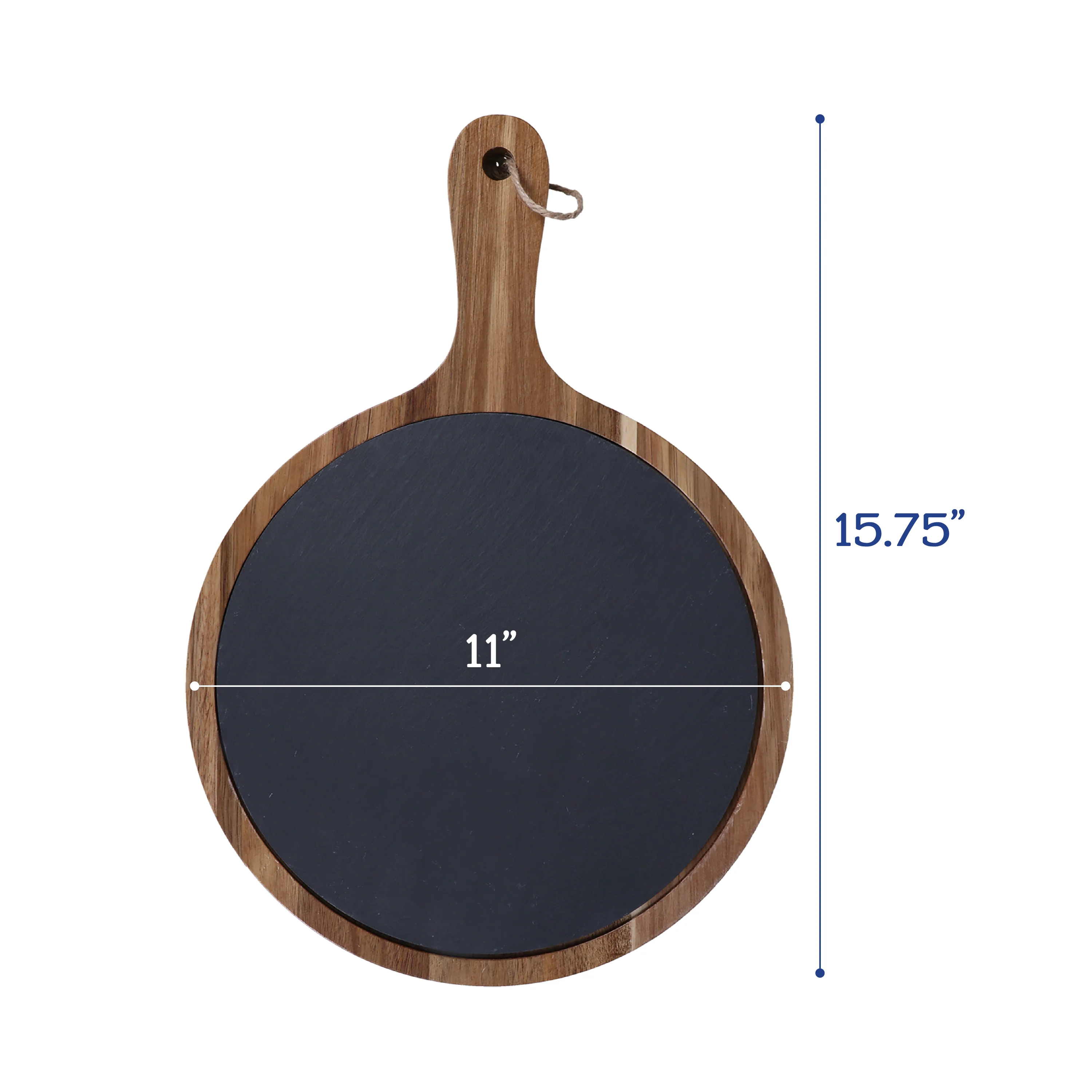 Round Set of 3 Slate and Wood Serving Boards - Image 3