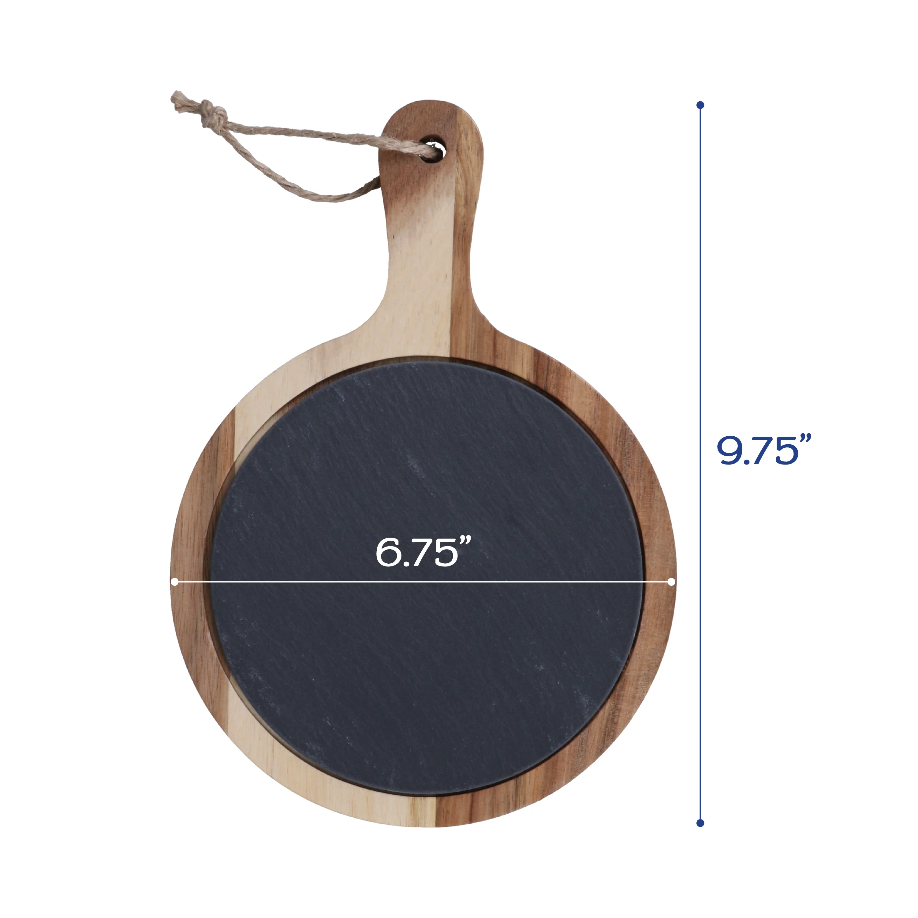 Round Set of 3 Slate and Wood Serving Boards - Image 5
