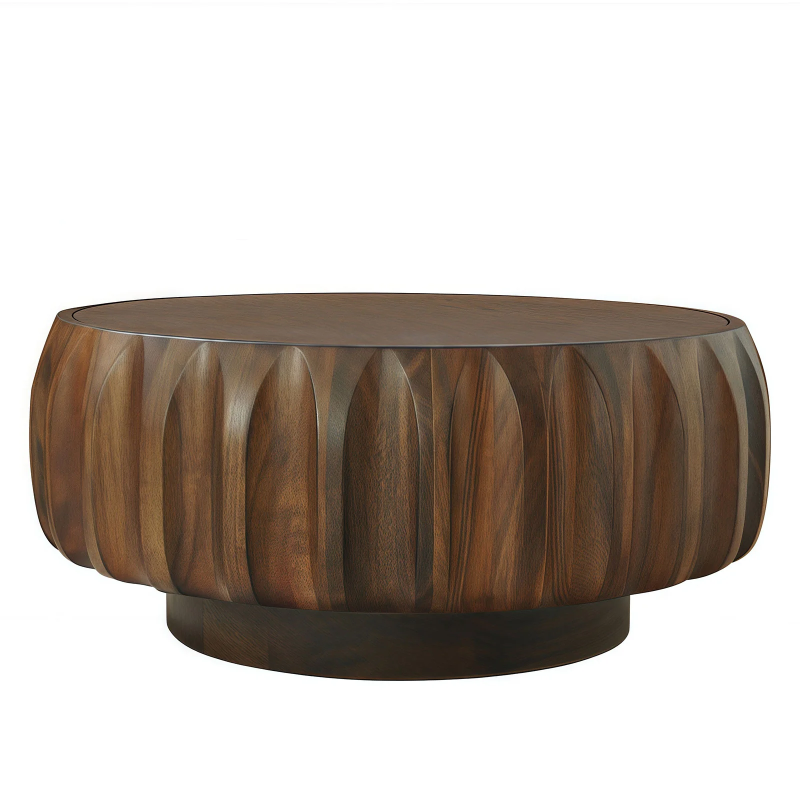 Round Solid Wood Carved Coffee Table