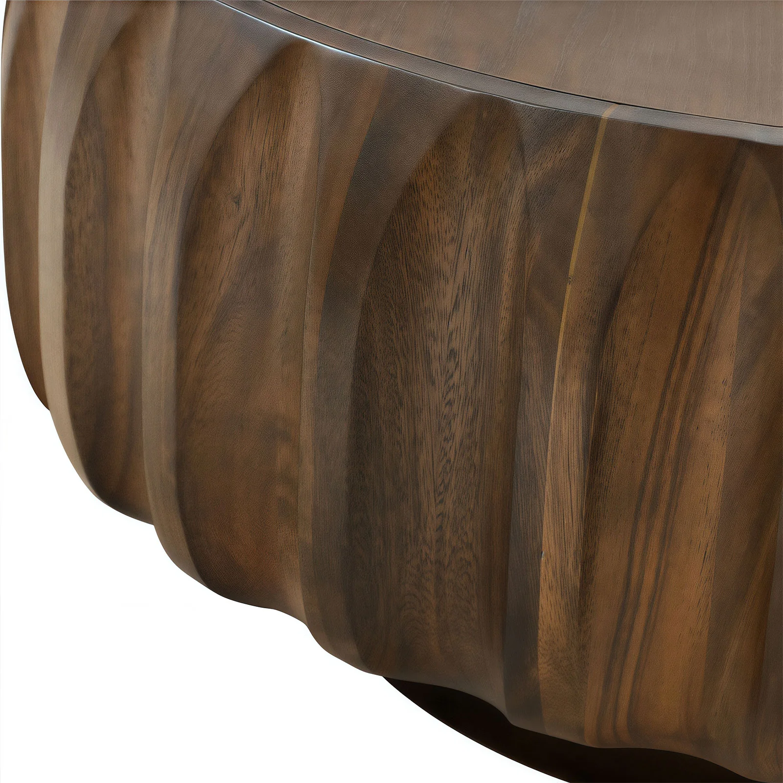 Round Solid Wood Carved Coffee Table - Image 4