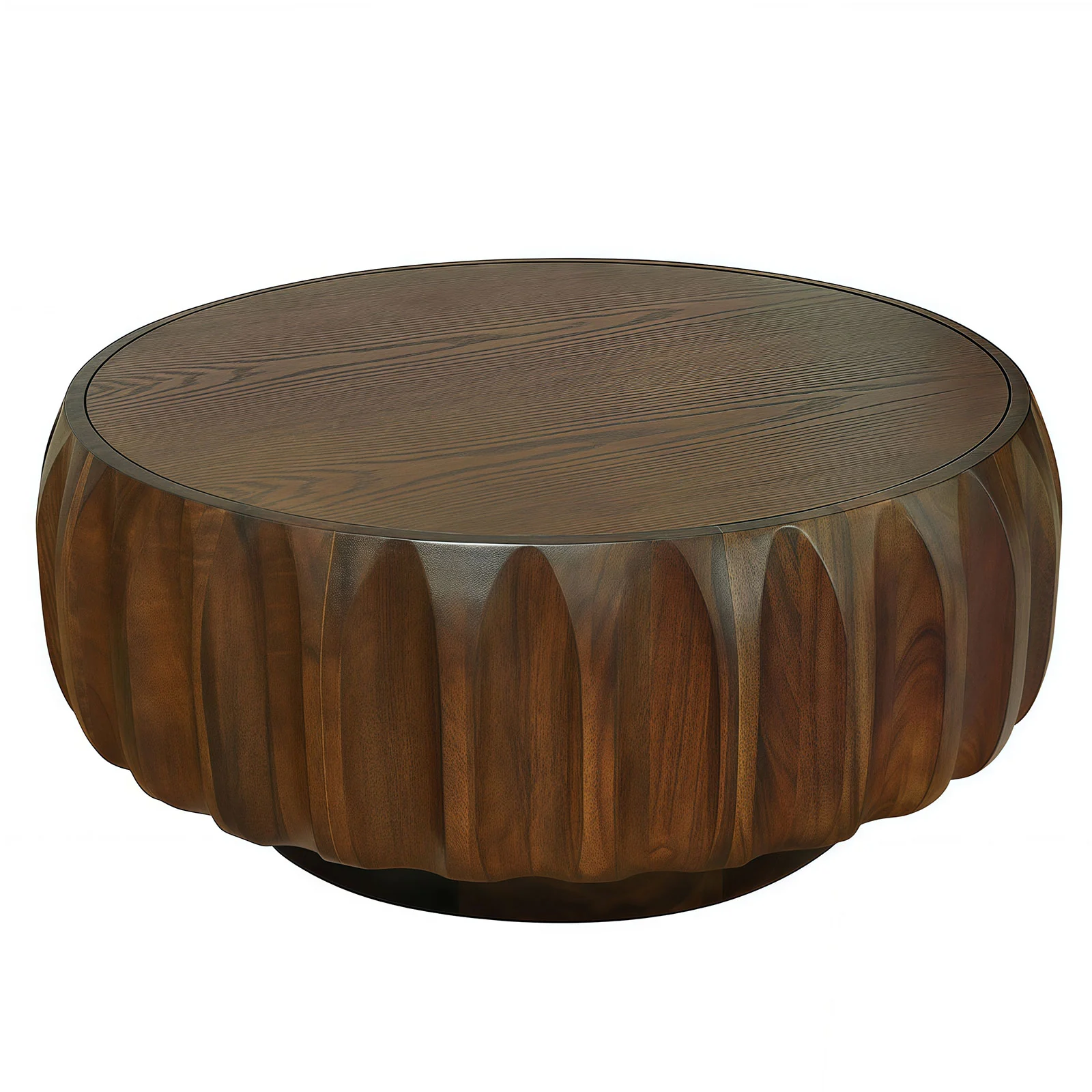 Round Solid Wood Carved Coffee Table - Image 8