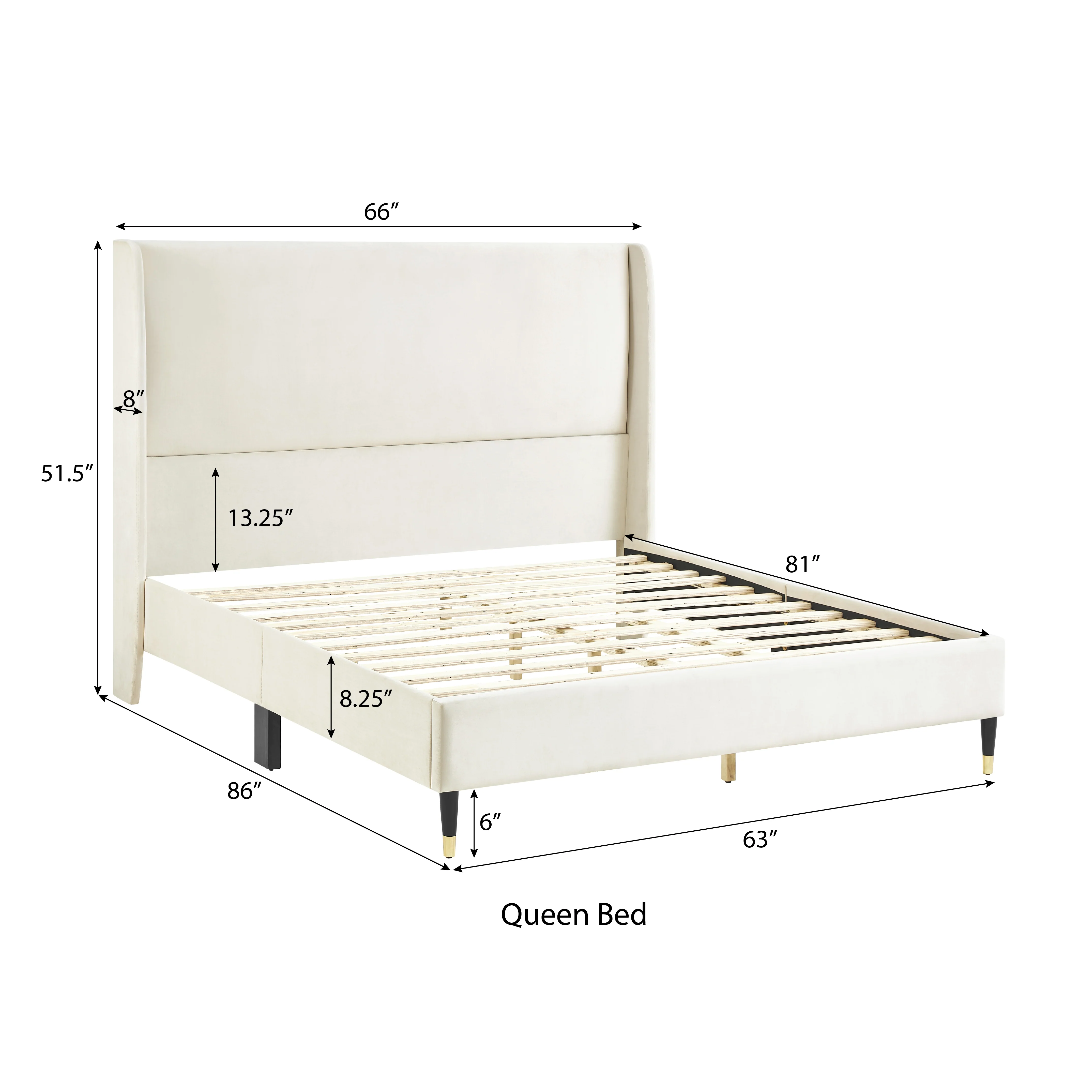 Rozita Velvet Wingback Platform Bed - Image 10