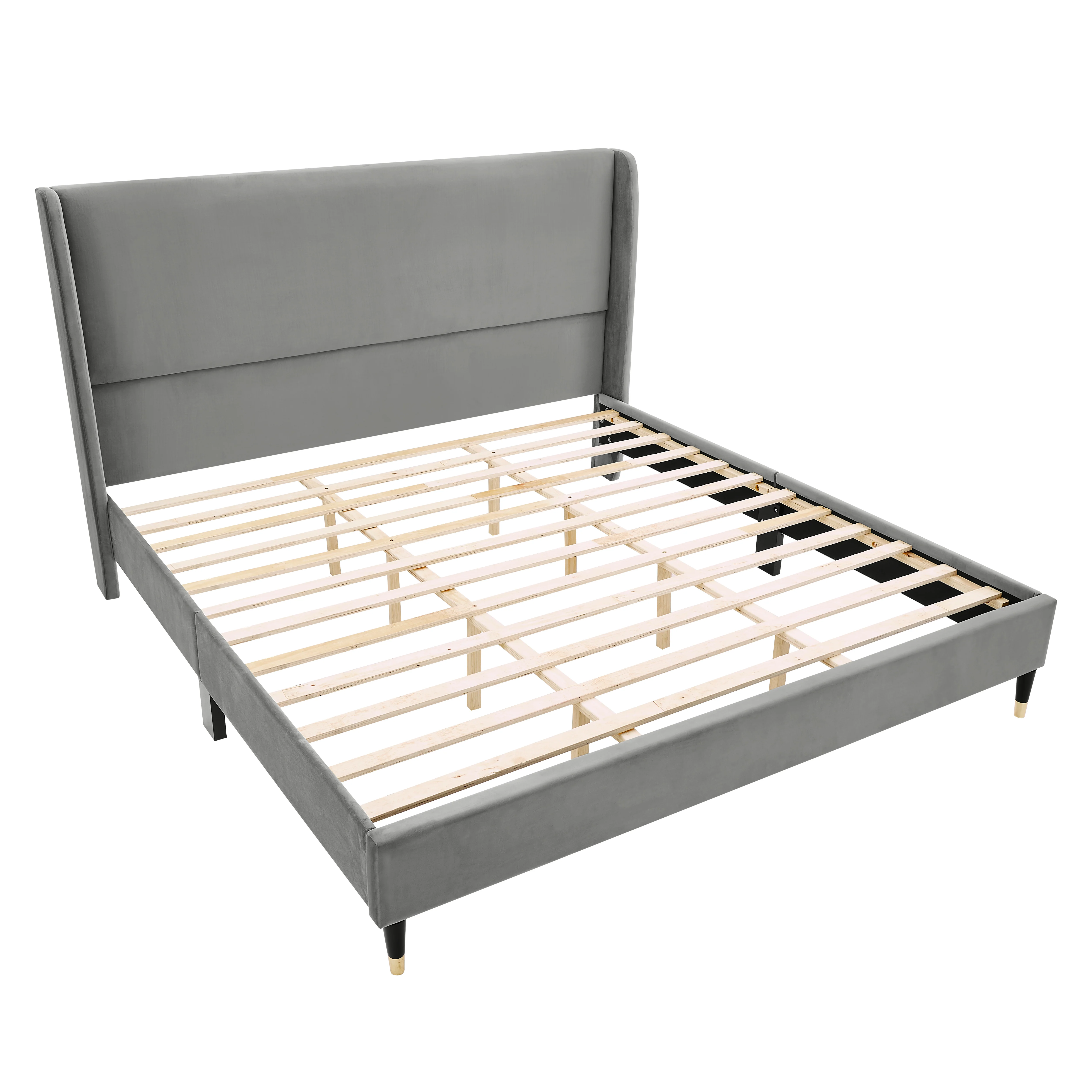 Rozita Velvet Wingback Platform Bed - Image 12