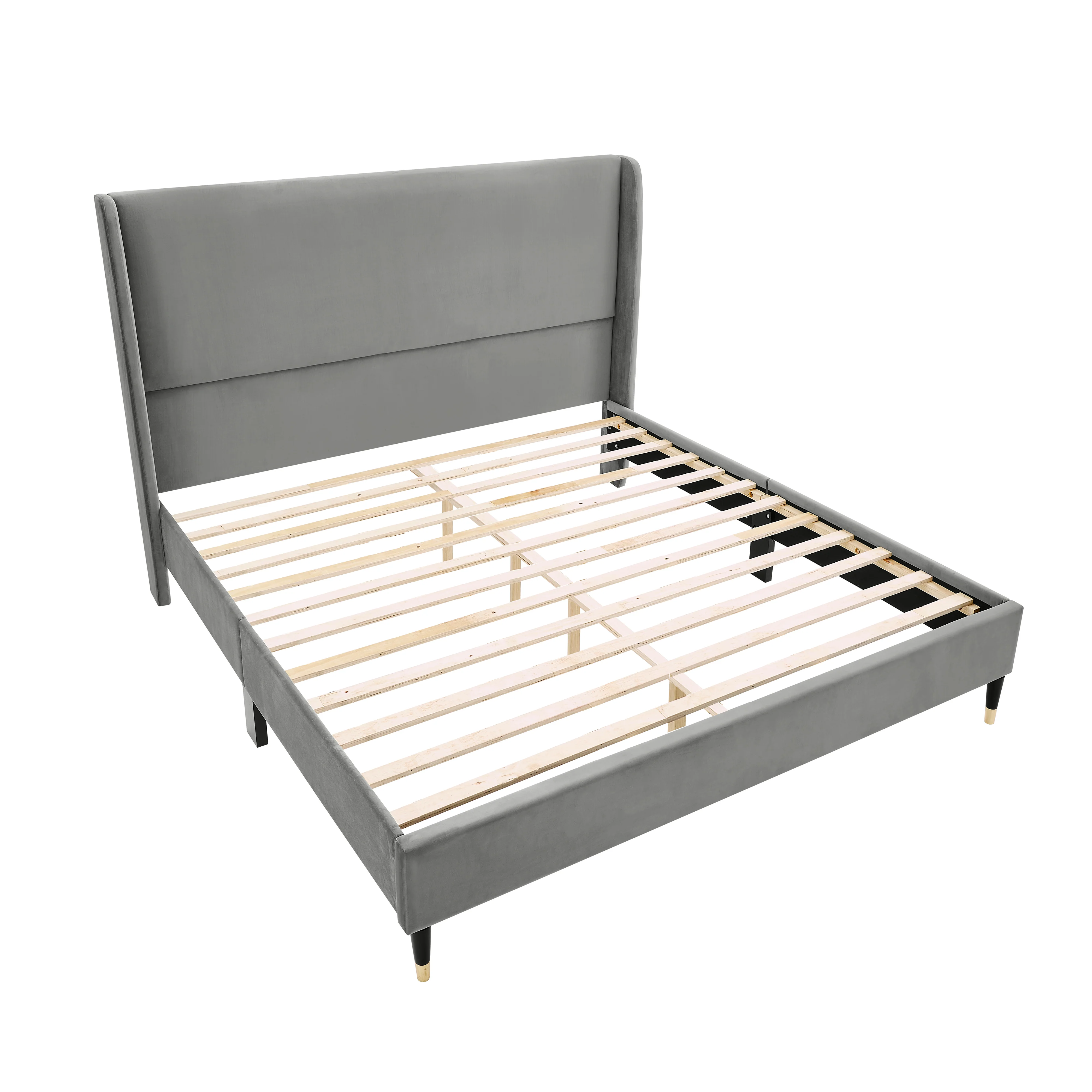 Rozita Velvet Wingback Platform Bed - Image 17
