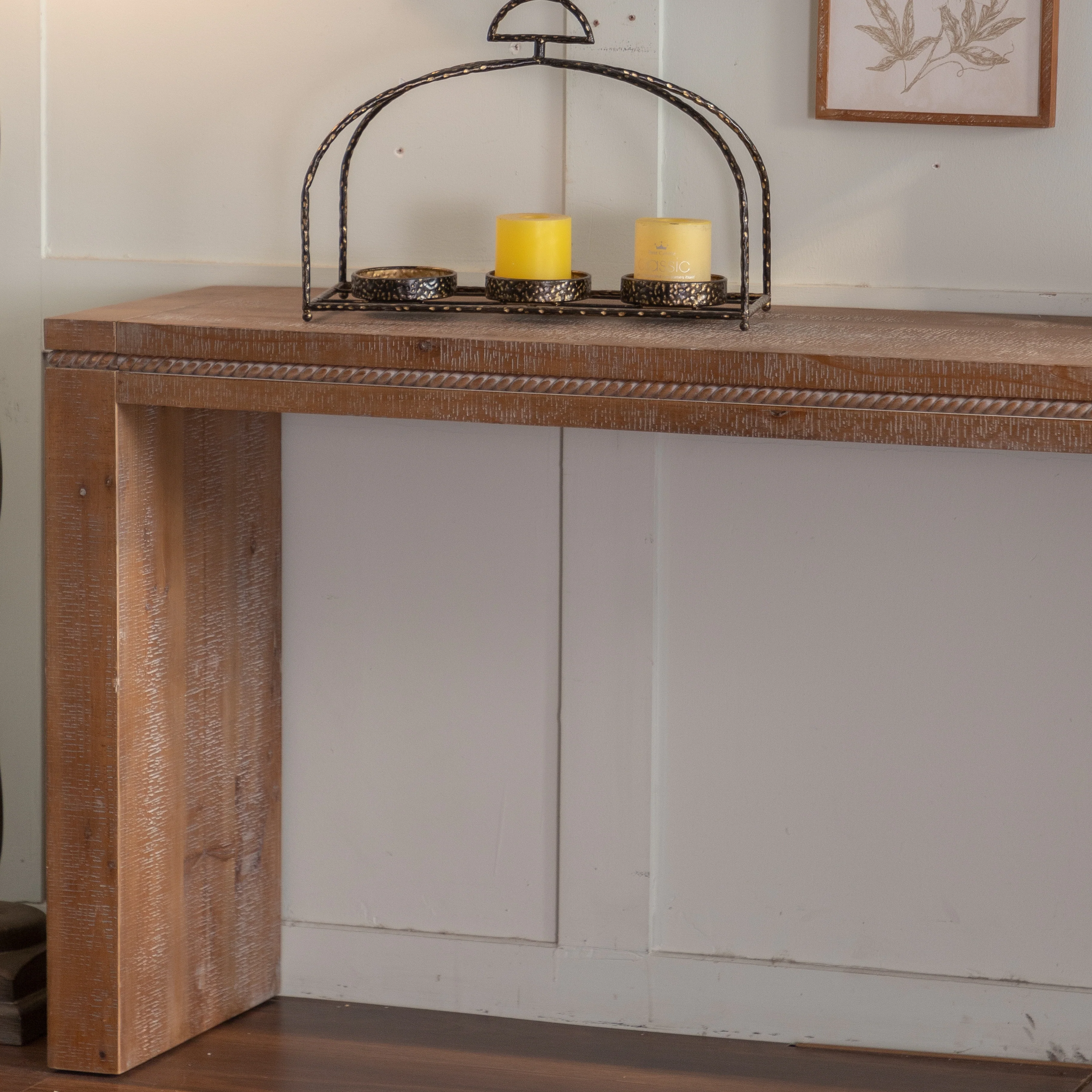 Rustic Console Table with Carved Detail - Image 4