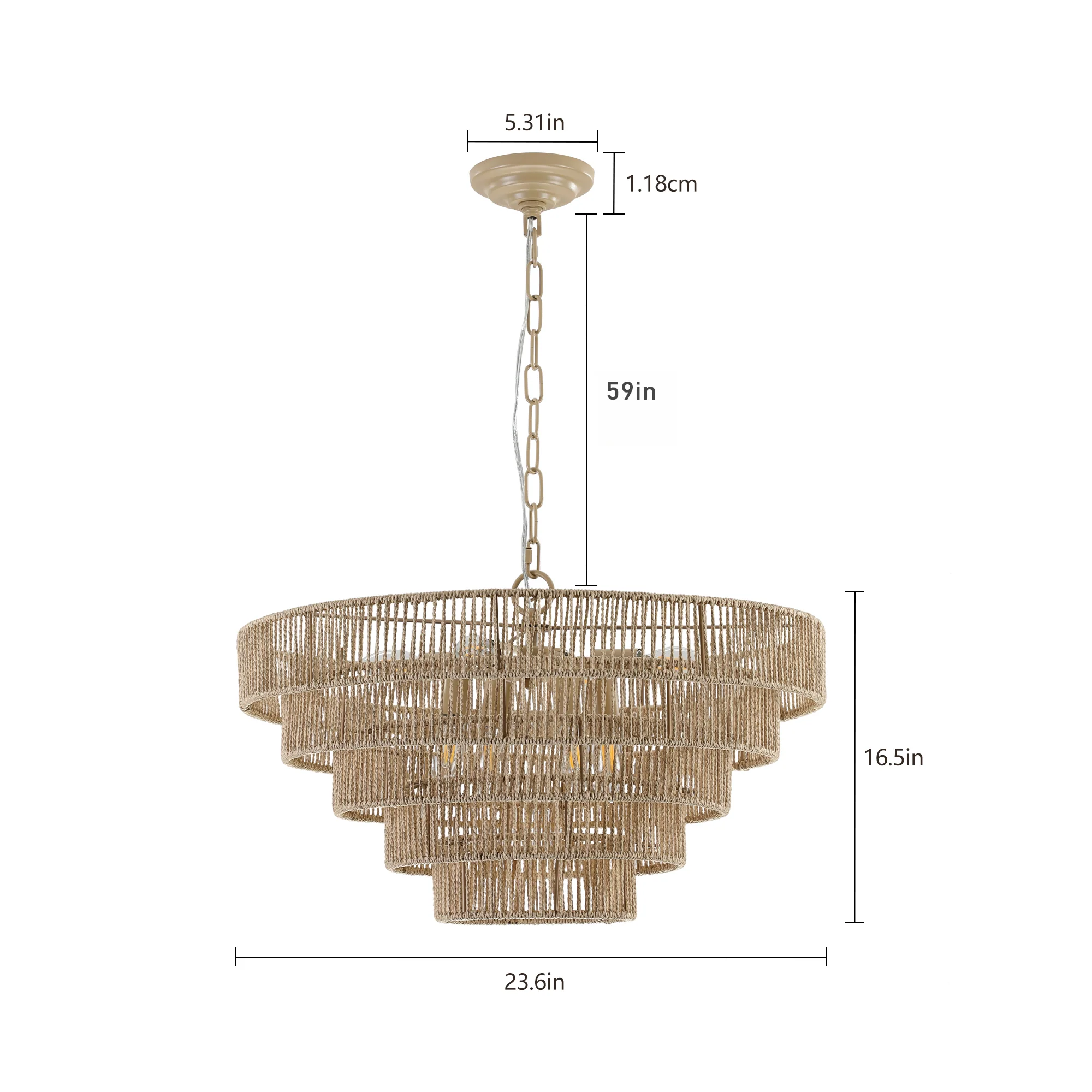 24" Modern 5-Layer Woven Rope Chandelier - Image 11
