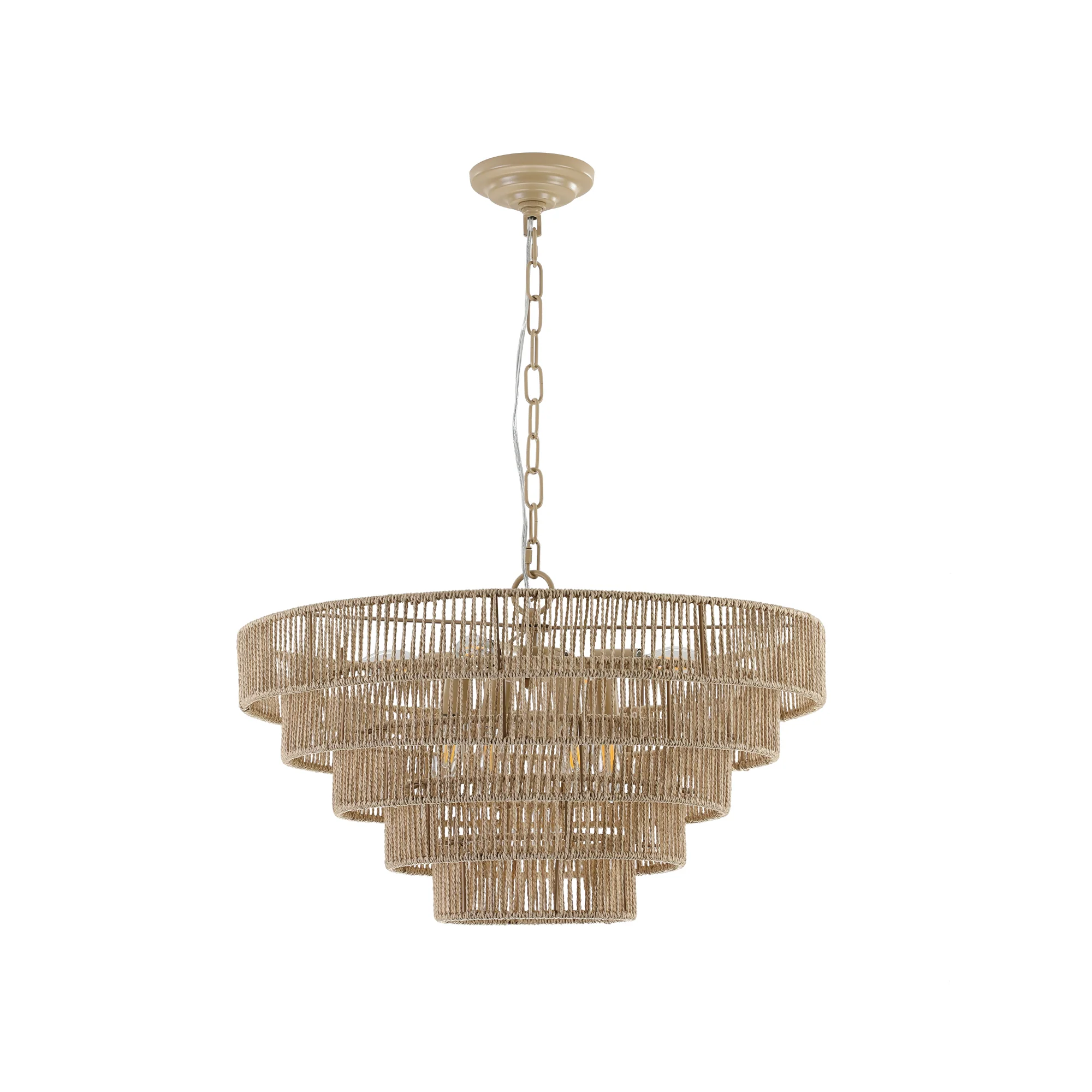 24" Modern 5-Layer Woven Rope Chandelier - Image 12
