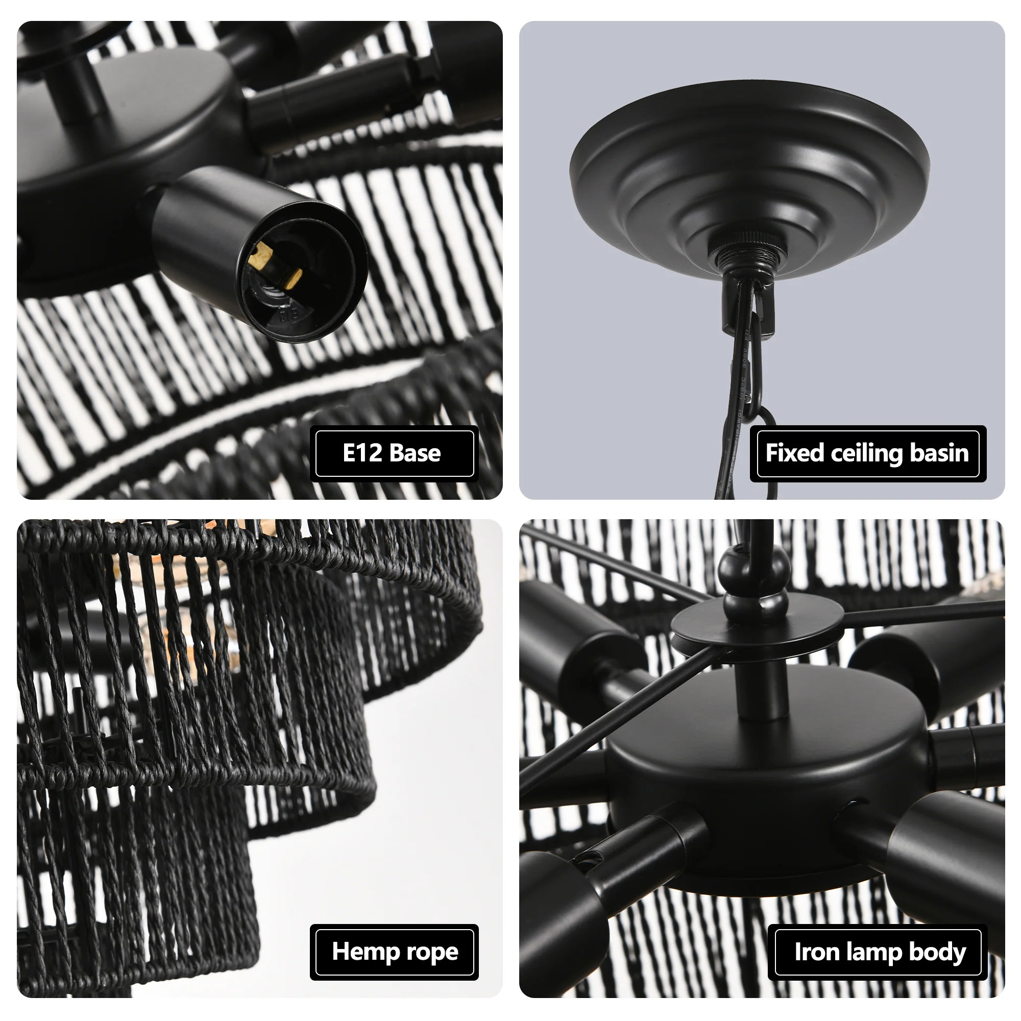 24" Modern 5-Layer Woven Rope Chandelier - Image 17