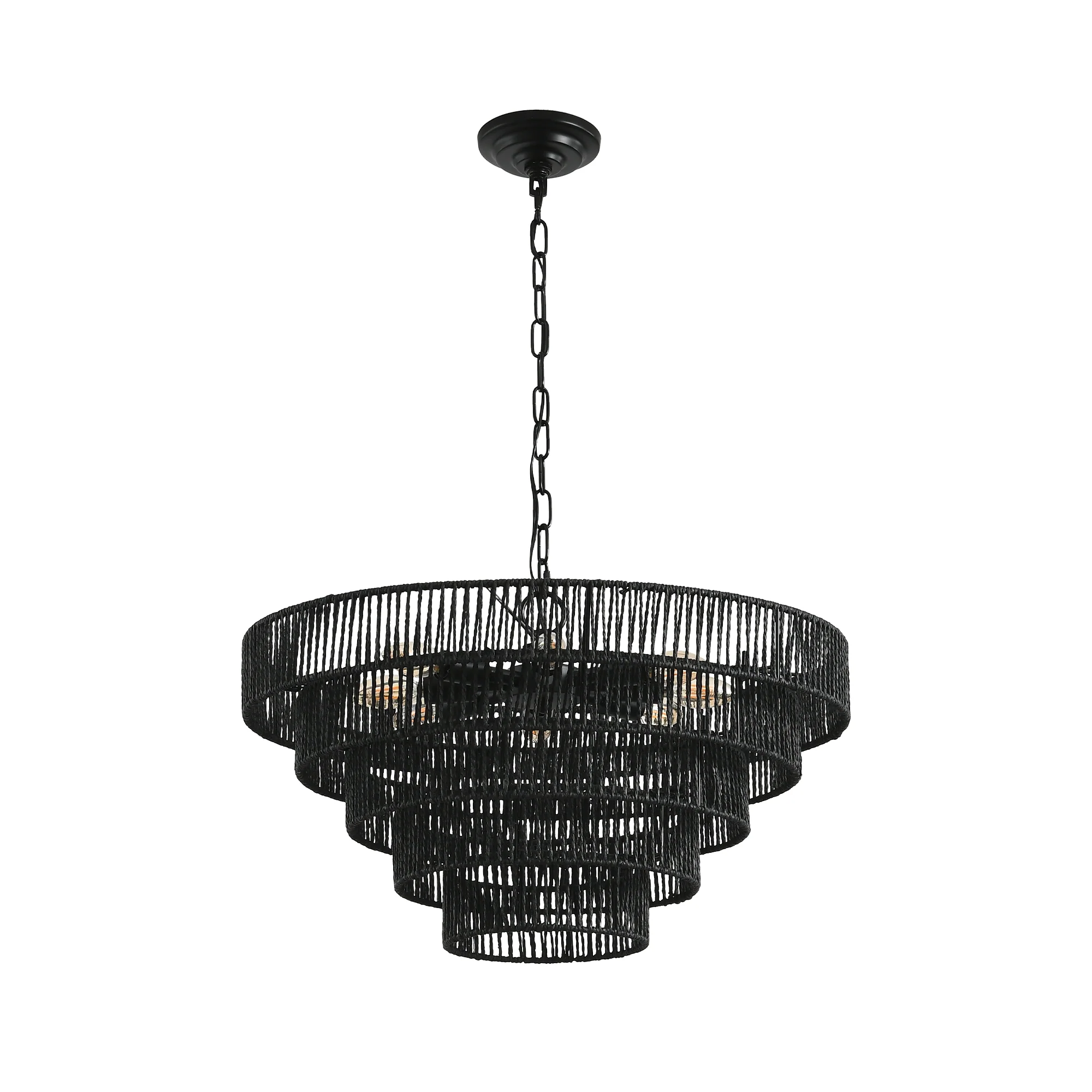 24" Modern 5-Layer Woven Rope Chandelier - Image 21
