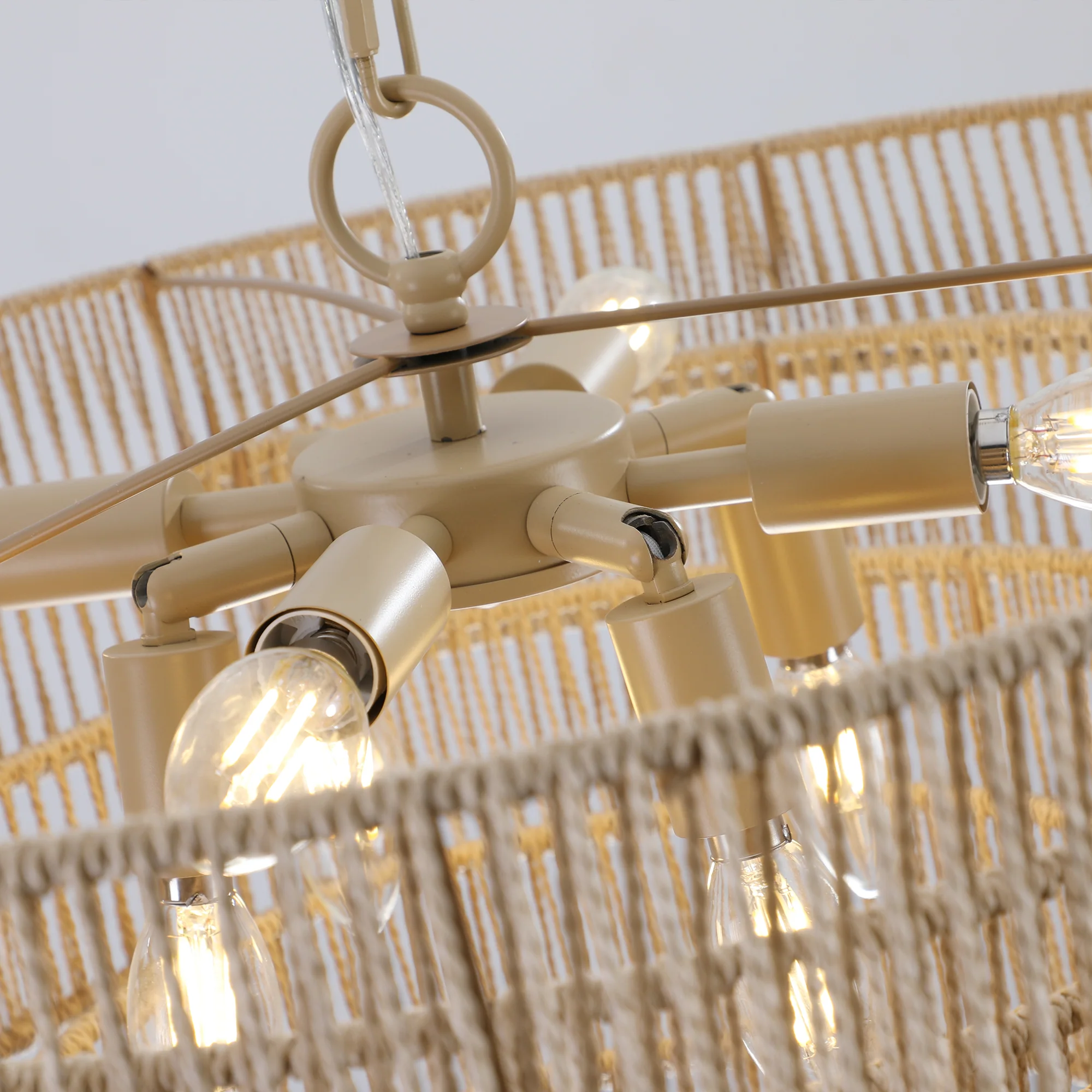 24" Modern 5-Layer Woven Rope Chandelier - Image 9