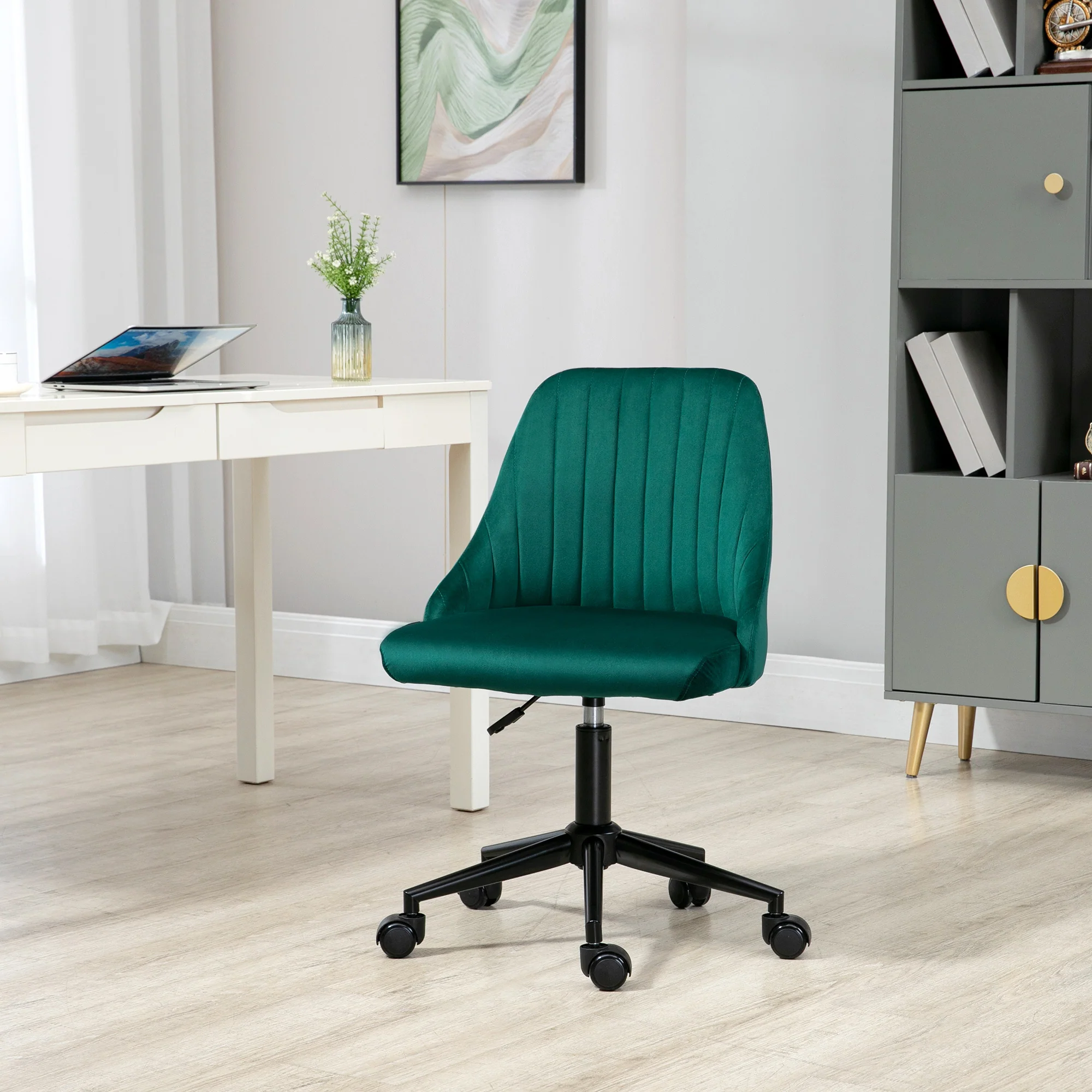 Scalloped Velvet Swivel Desk Chair - Image 2