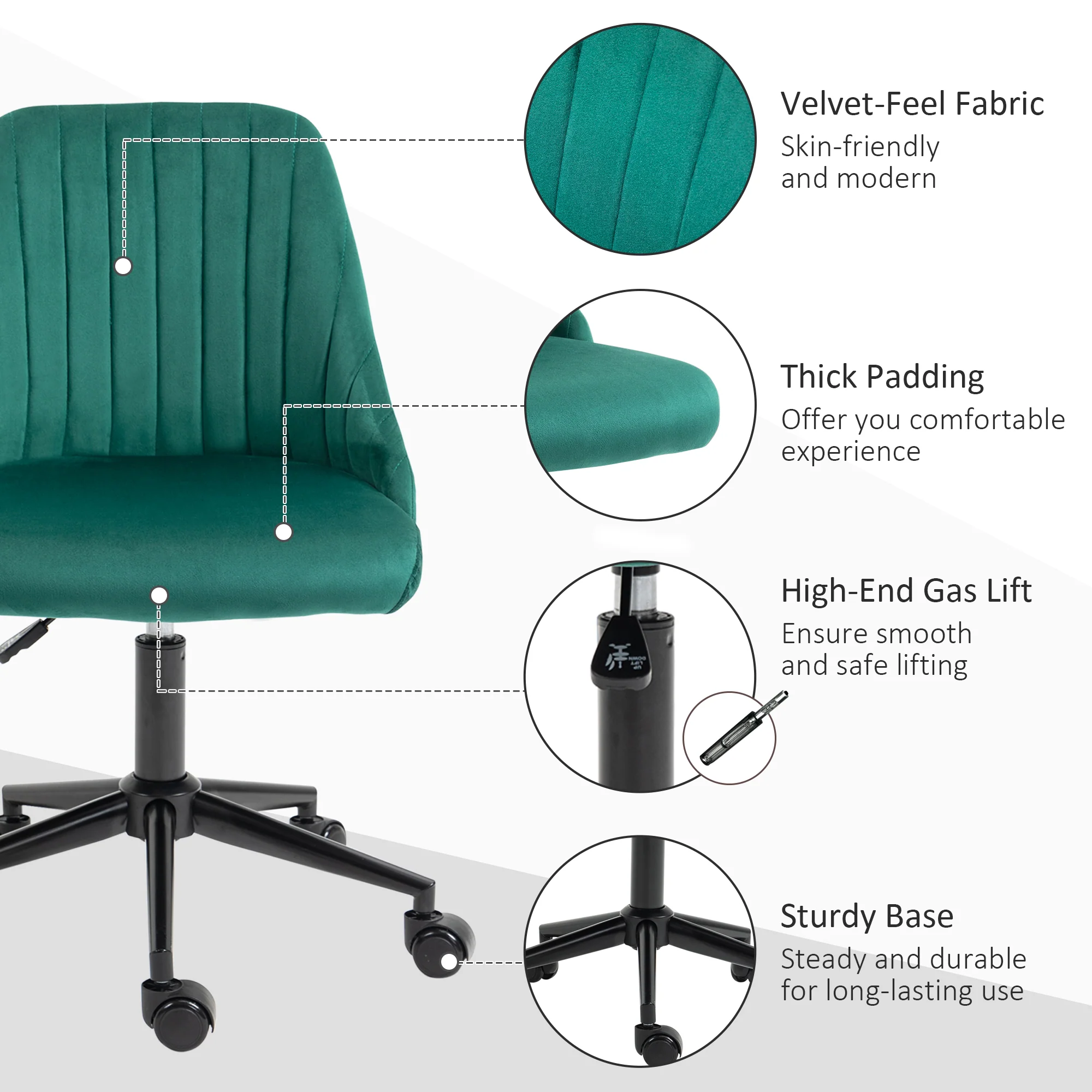 Scalloped Velvet Swivel Desk Chair - Image 4
