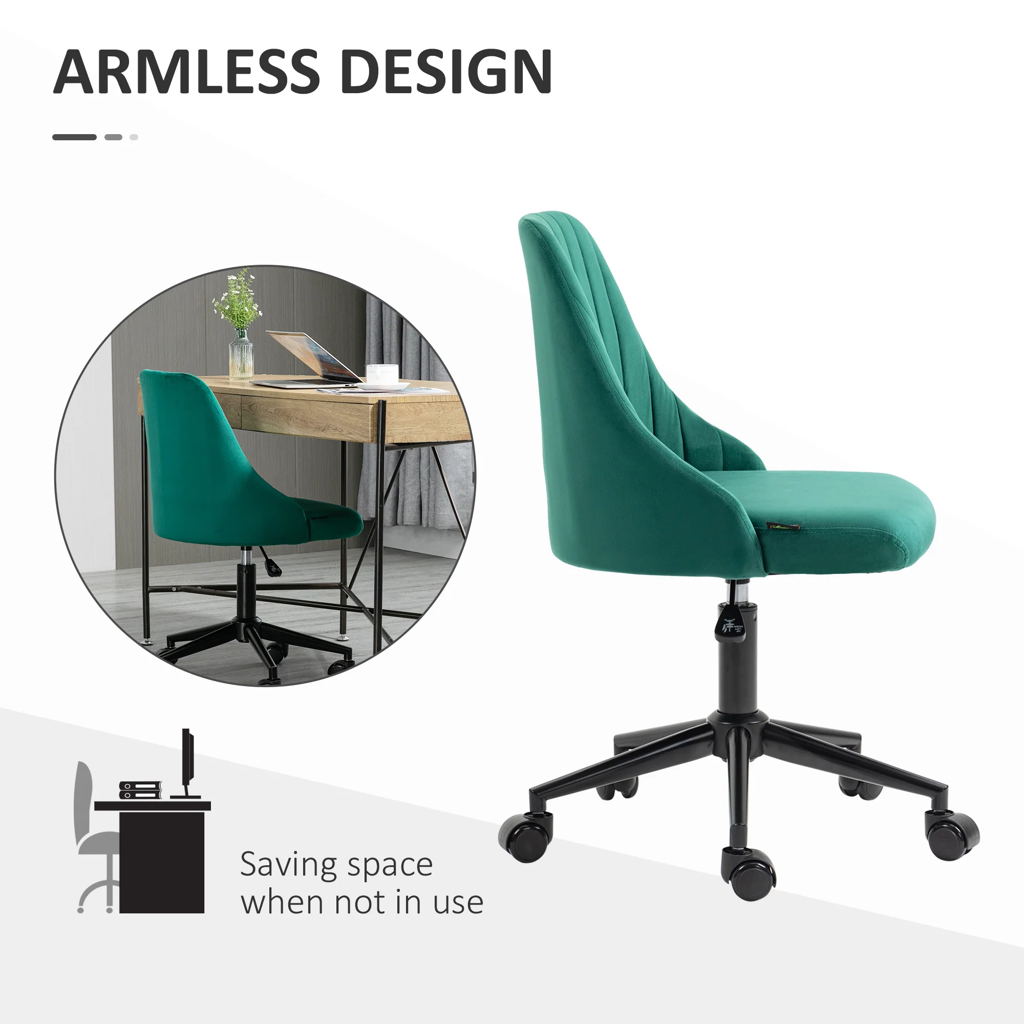 Scalloped Velvet Swivel Desk Chair - Image 6