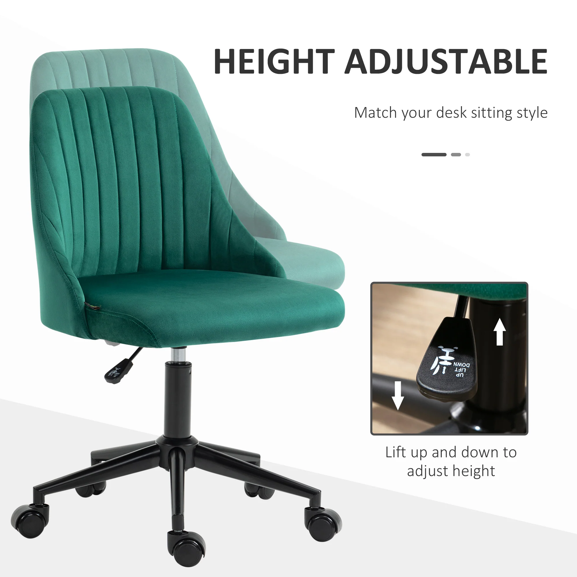 Scalloped Velvet Swivel Desk Chair - Image 7