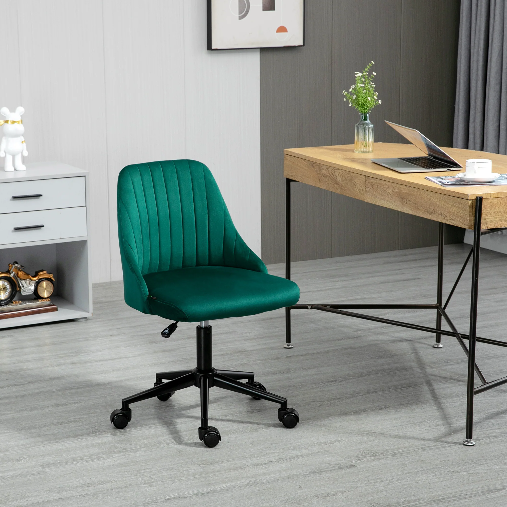 Scalloped Velvet Swivel Desk Chair - Image 9