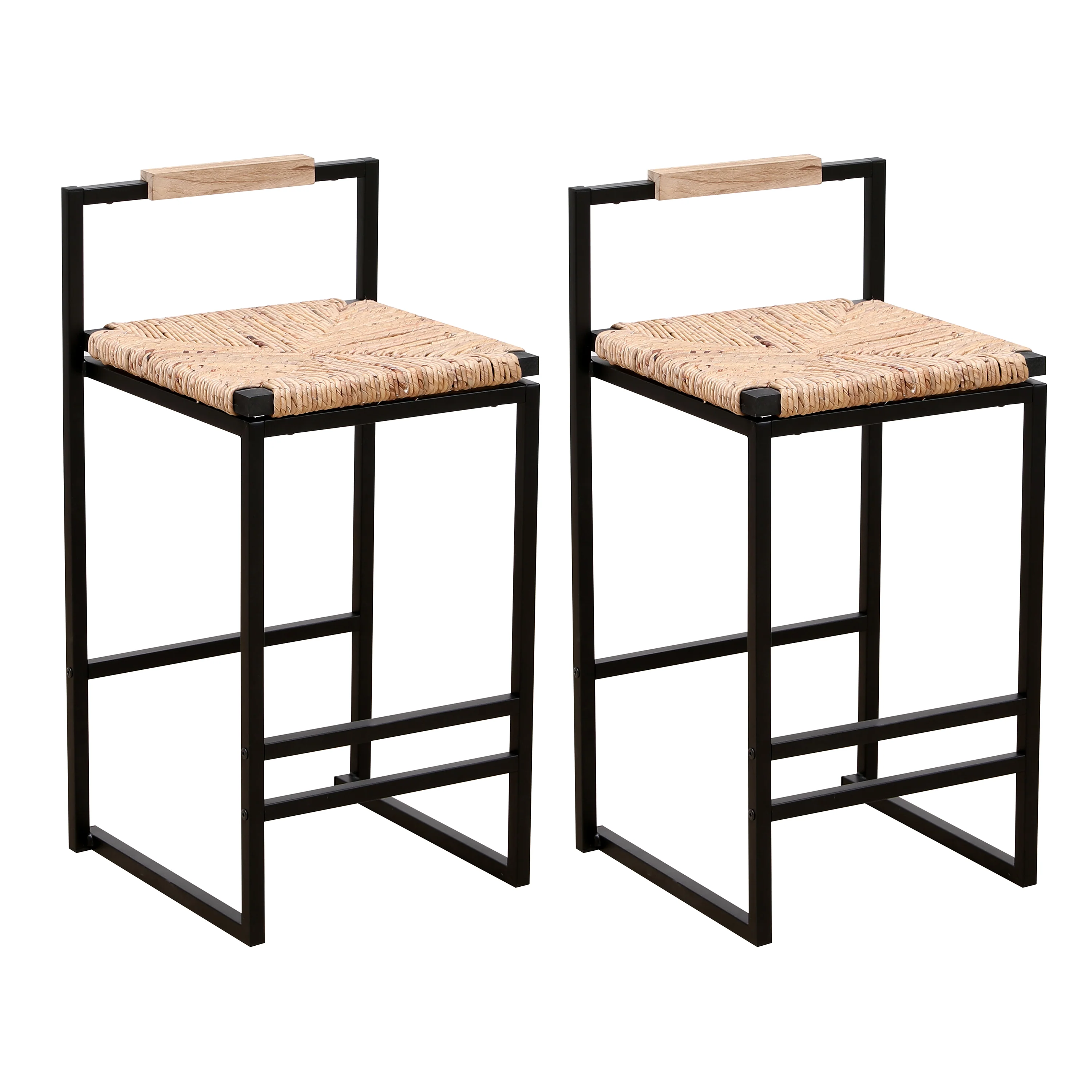Water Hyacinth Woven Counter Stools, Set of 2 - Image 10