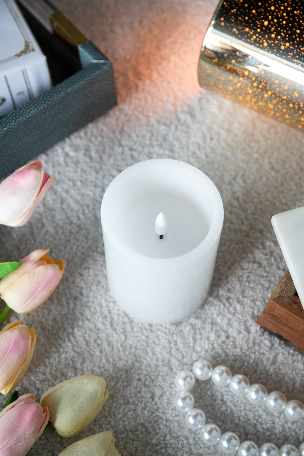 Set of 3 White LED Candles with Remote Timer - Image 4