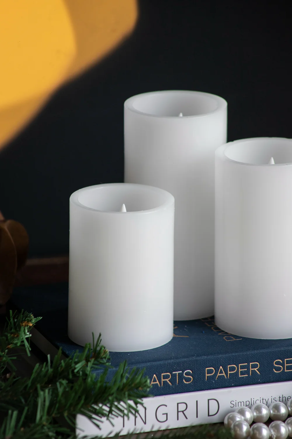 Set of 3 White LED Candles with Remote Timer - Image 6