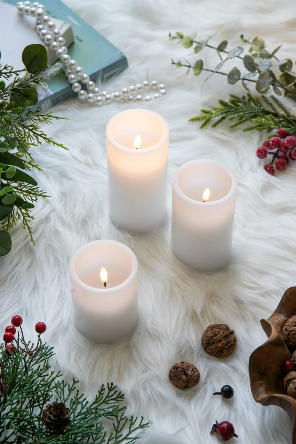 Set of 3 White LED Candles with Remote Timer - Image 7