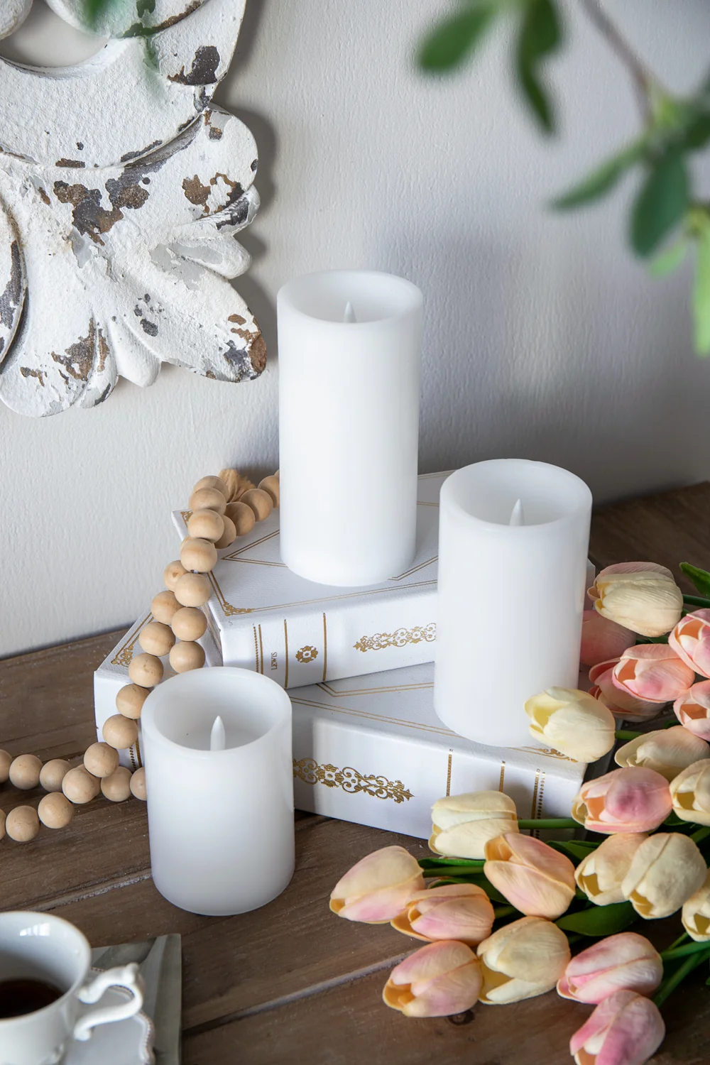 Set of 3 White LED Candles with Remote Timer - Image 8