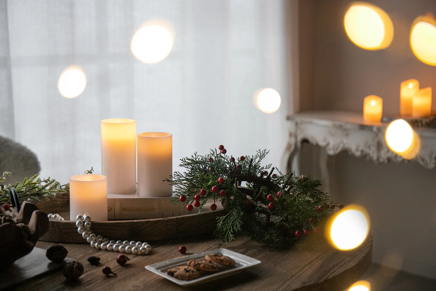 Set of 3 White LED Candles with Remote Timer - Image 9