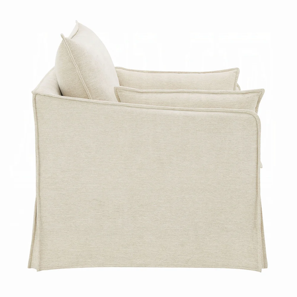 Shane Beige Linen Chair with 2 Pillows - Image 5