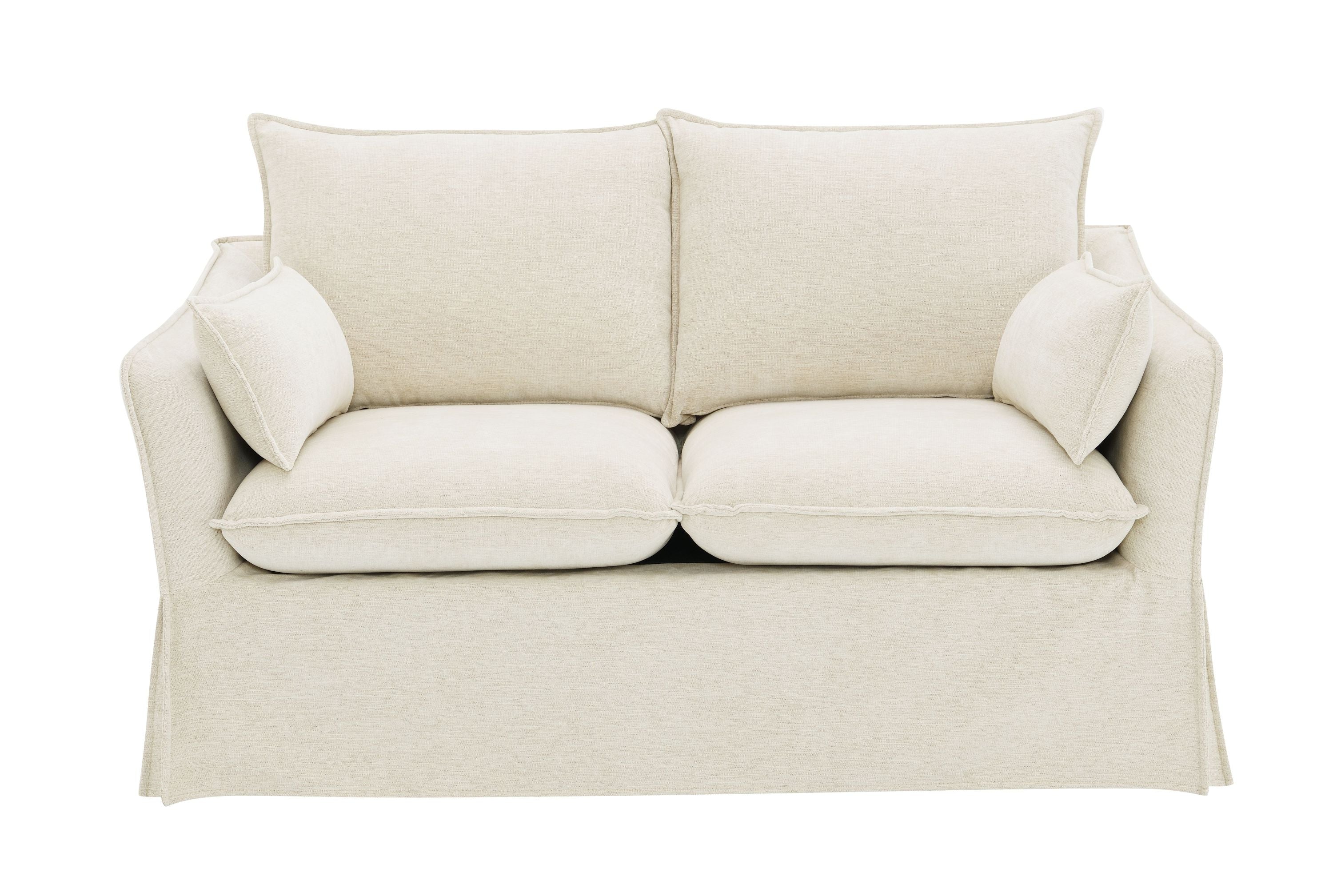 Shane Beige Linen Loveseat with Pillows - Image 3