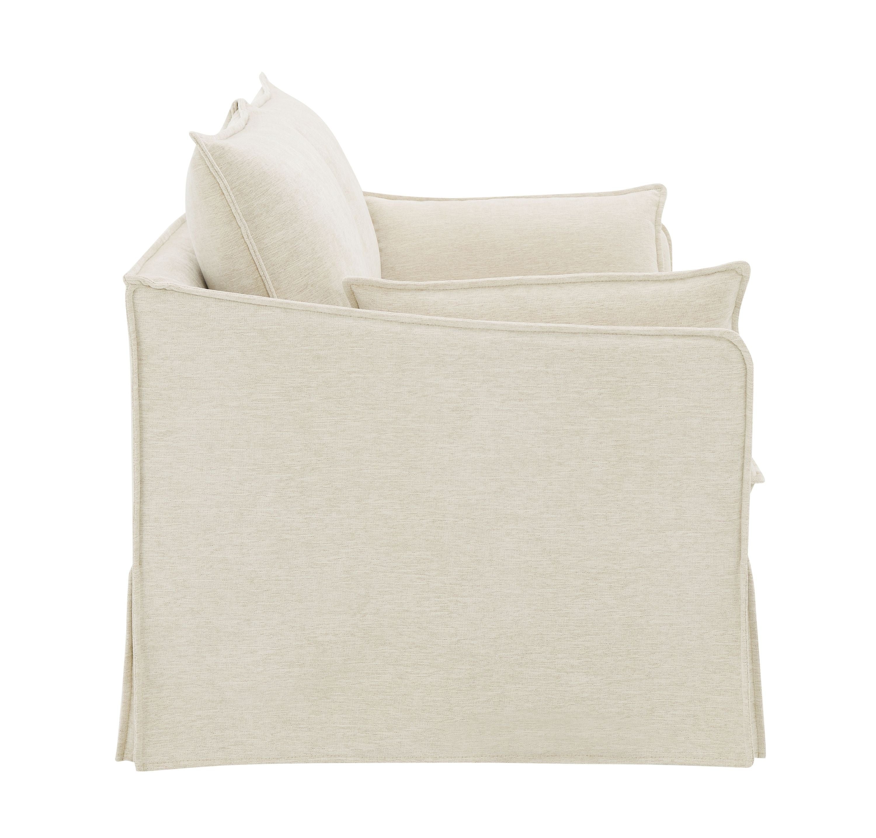 Shane Beige Linen Loveseat with Pillows - Image 4