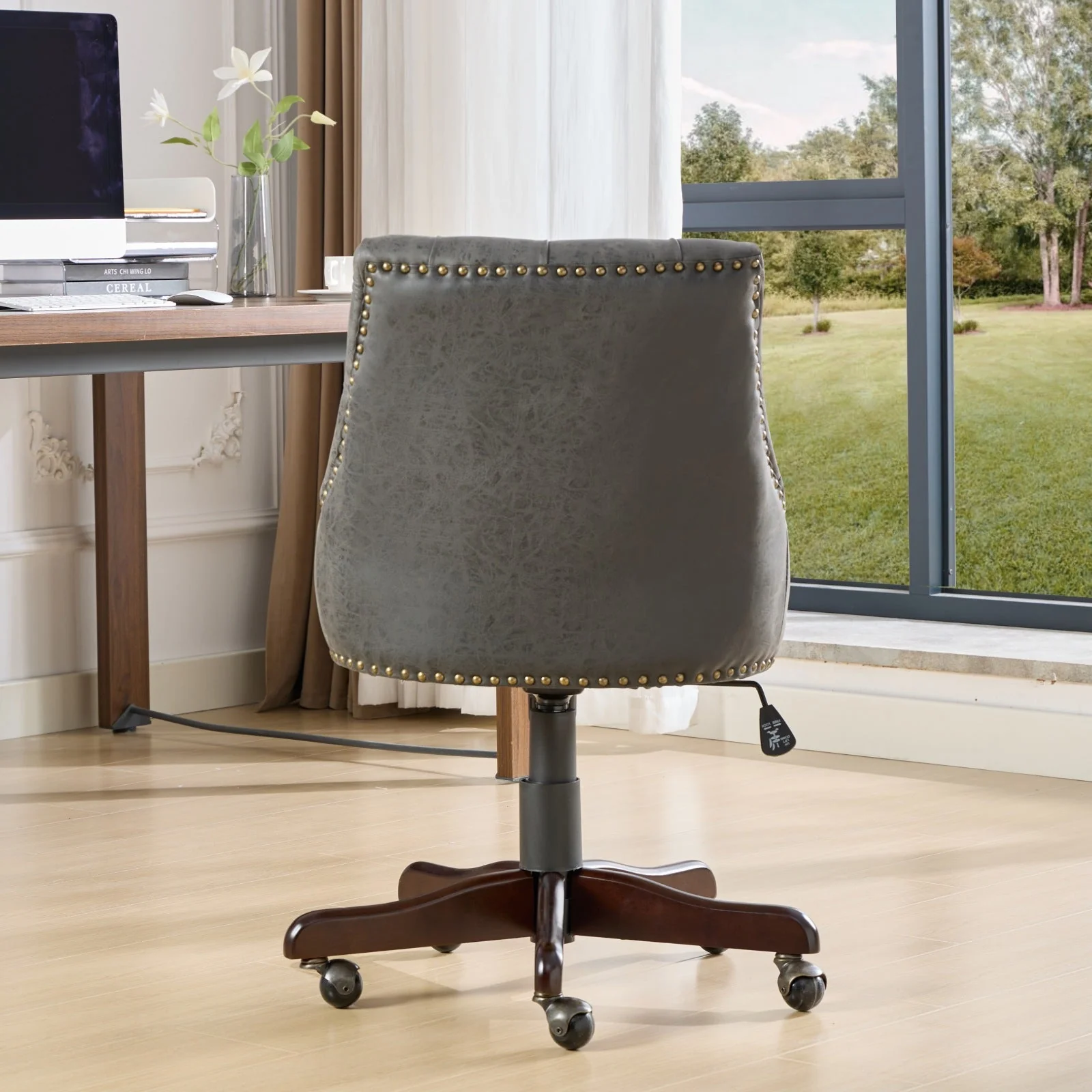 Sheepskin Pattern Fabric Home Office Chair with Lift, Swivel and Recline Functions - Image 20