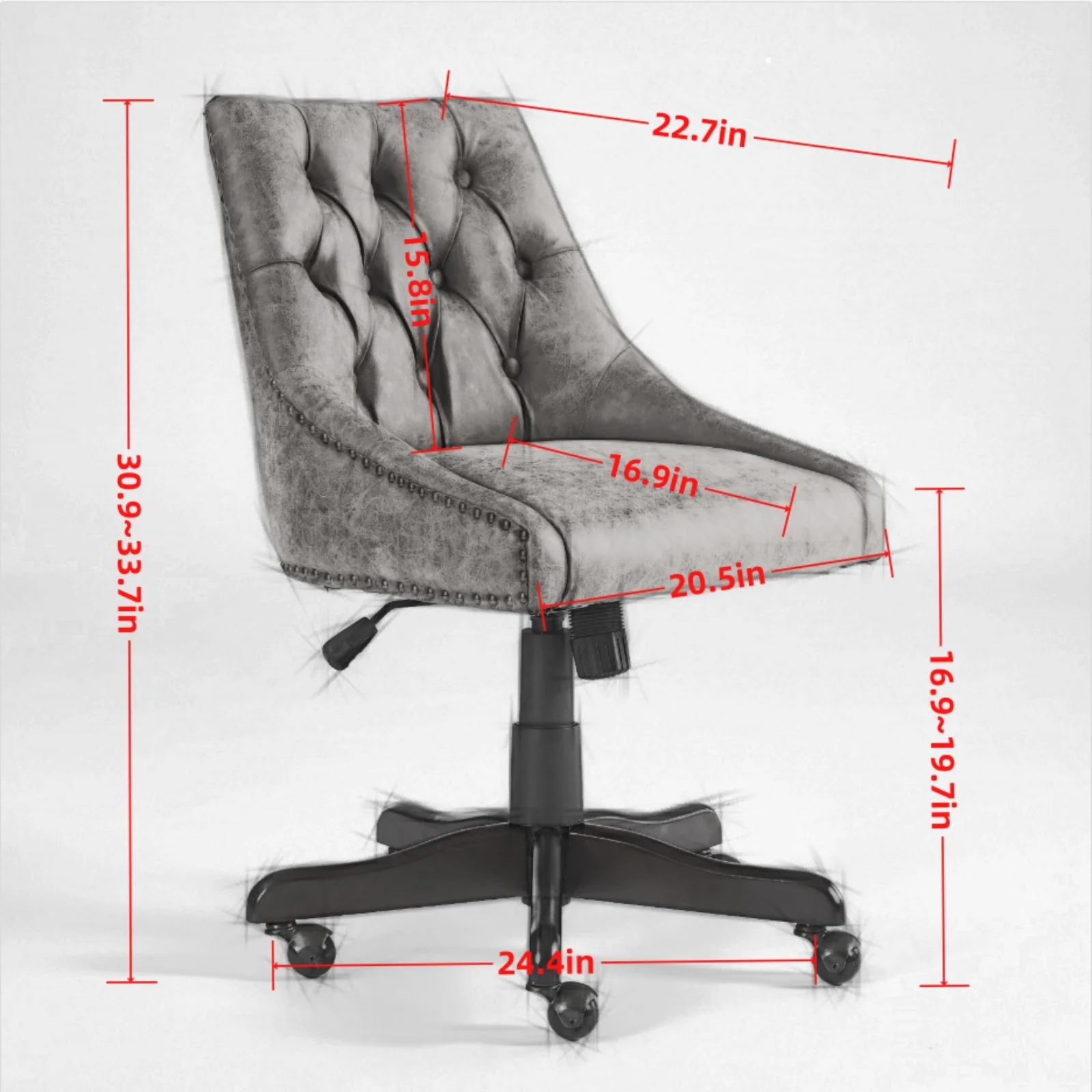 Sheepskin Pattern Fabric Home Office Chair with Lift, Swivel and Recline Functions - Image 29