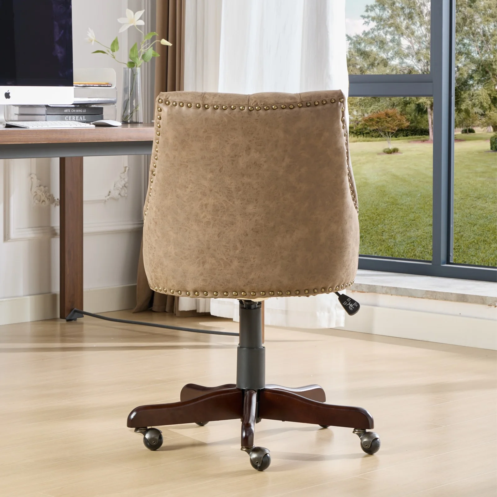 Sheepskin Pattern Fabric Home Office Chair with Lift, Swivel and Recline Functions - Image 39
