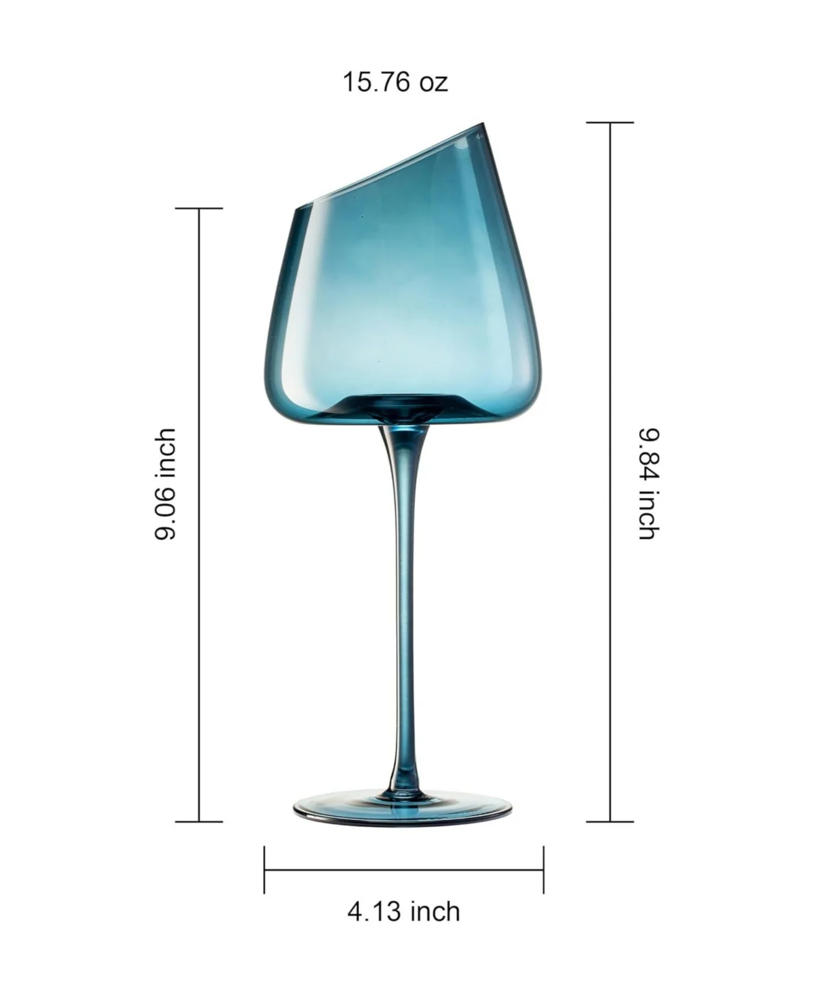 Slanted Stemmed Wine Glasses Muted Set of 4 - Image 4