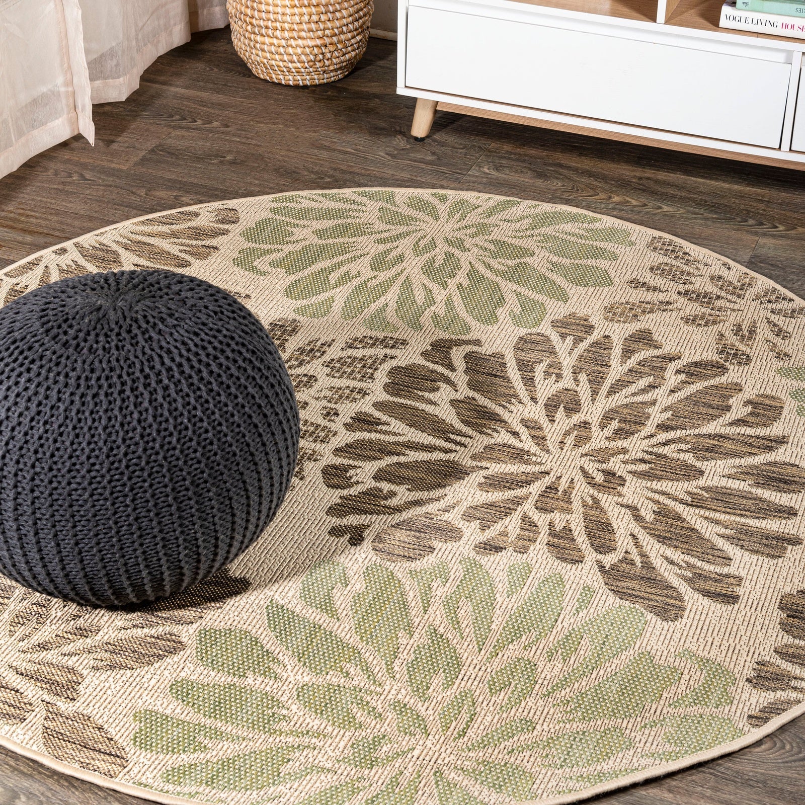 Zinnia Modern Floral Textured Weave Indoor/Outdoor Runner Rug - Image 17