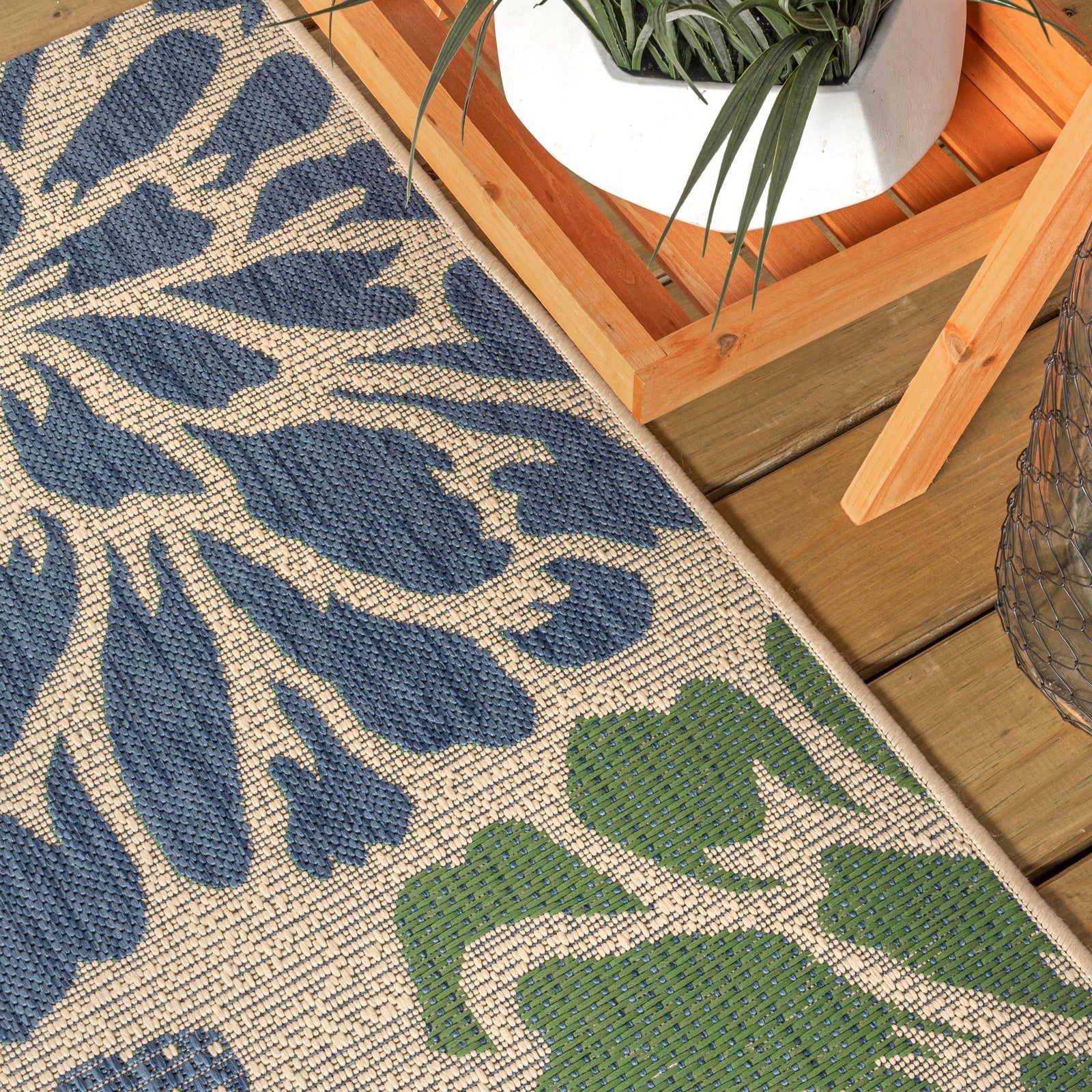 Zinnia Modern Floral Textured Weave Indoor/Outdoor Runner Rug - Image 30