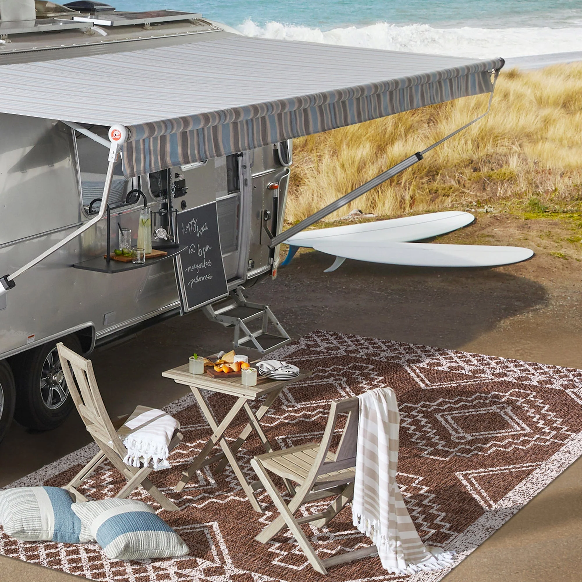 Marokko Diamond Tribal Medallion Indoor/Outdoor Runner Rug - Image 23