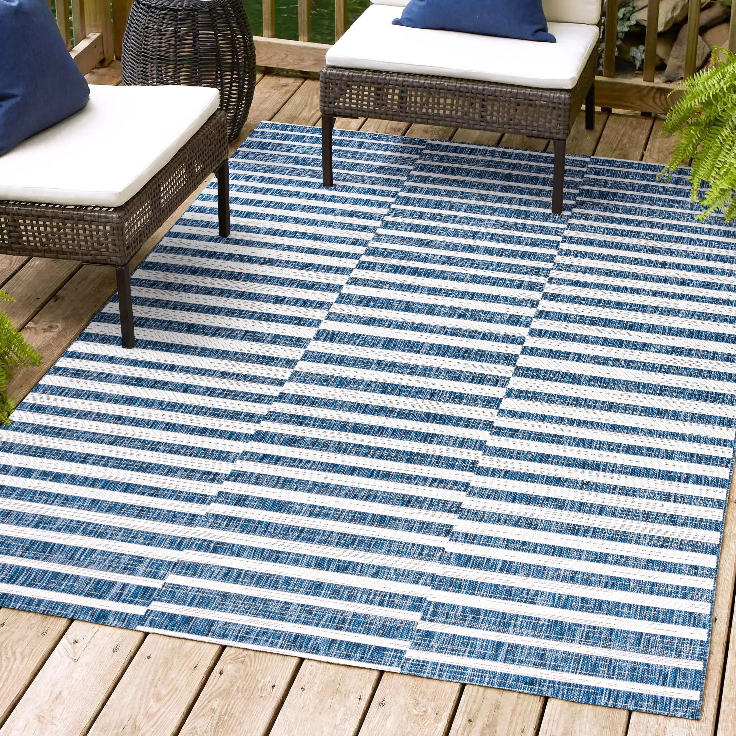 Sukie Modern Offset Stripe Indoor/Outdoor Runner Rug - Image 77