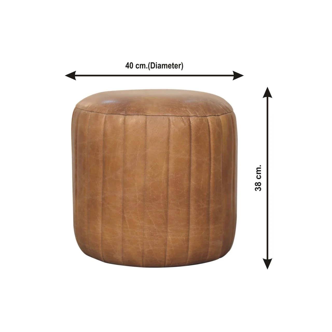 Solid Wood Buffalo Leather Boucle Footstool - Image 10