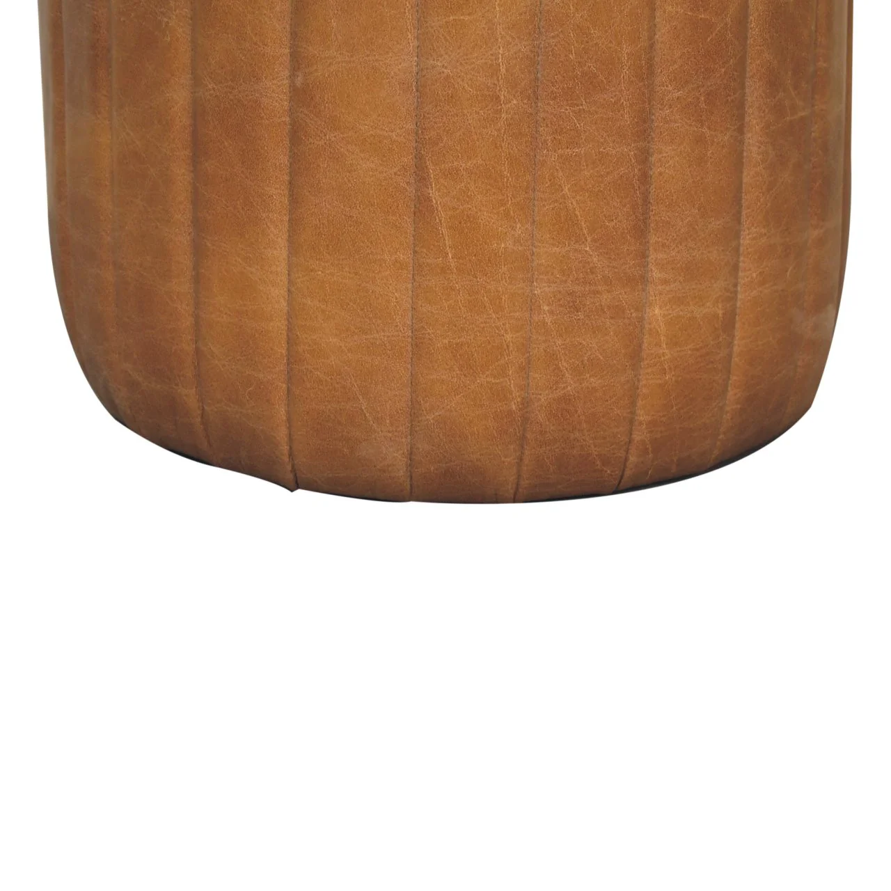 Solid Wood Buffalo Leather Boucle Footstool - Image 11